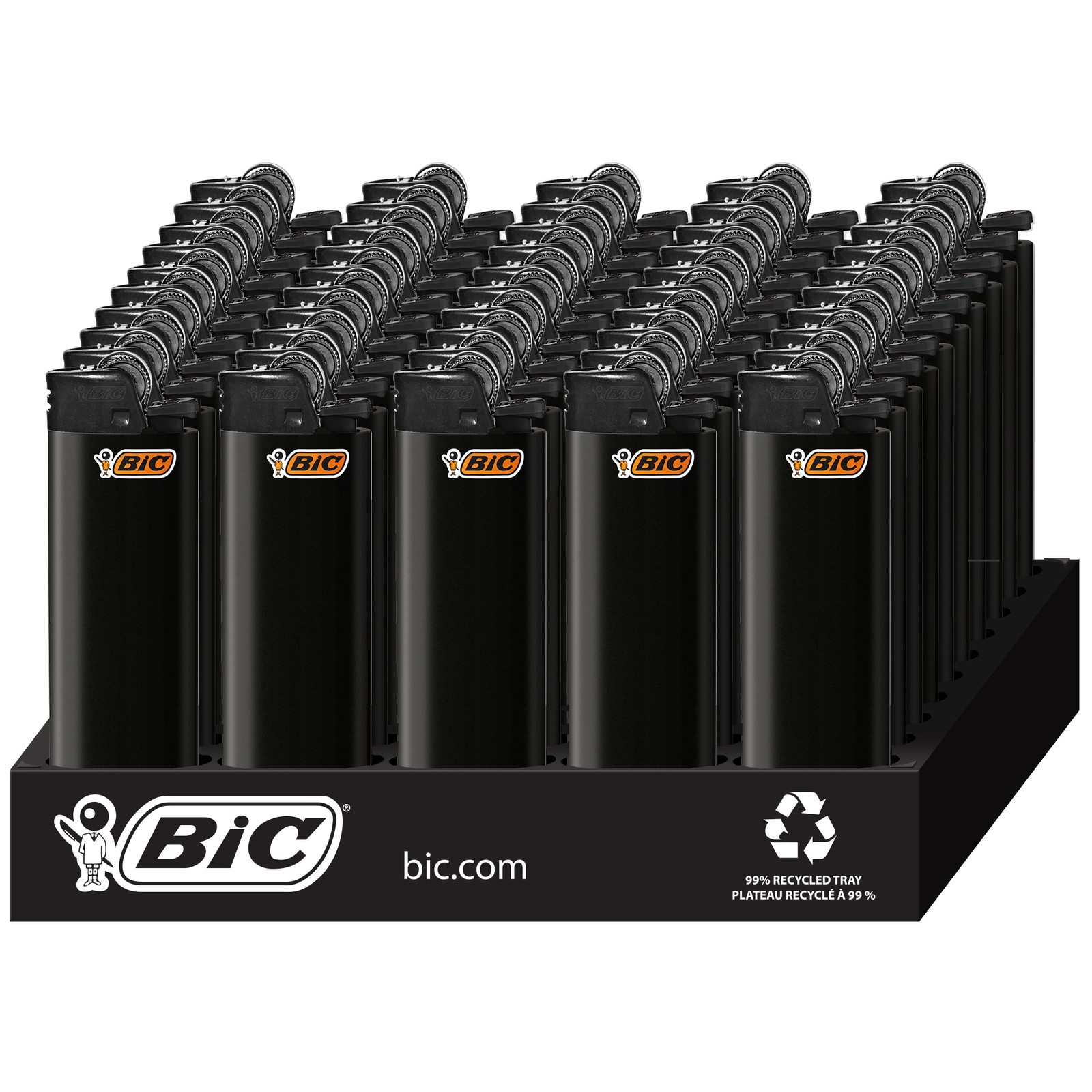 BIC Classic Maxi Pocket Lighters, Black, 50-Count Tray of Lighters