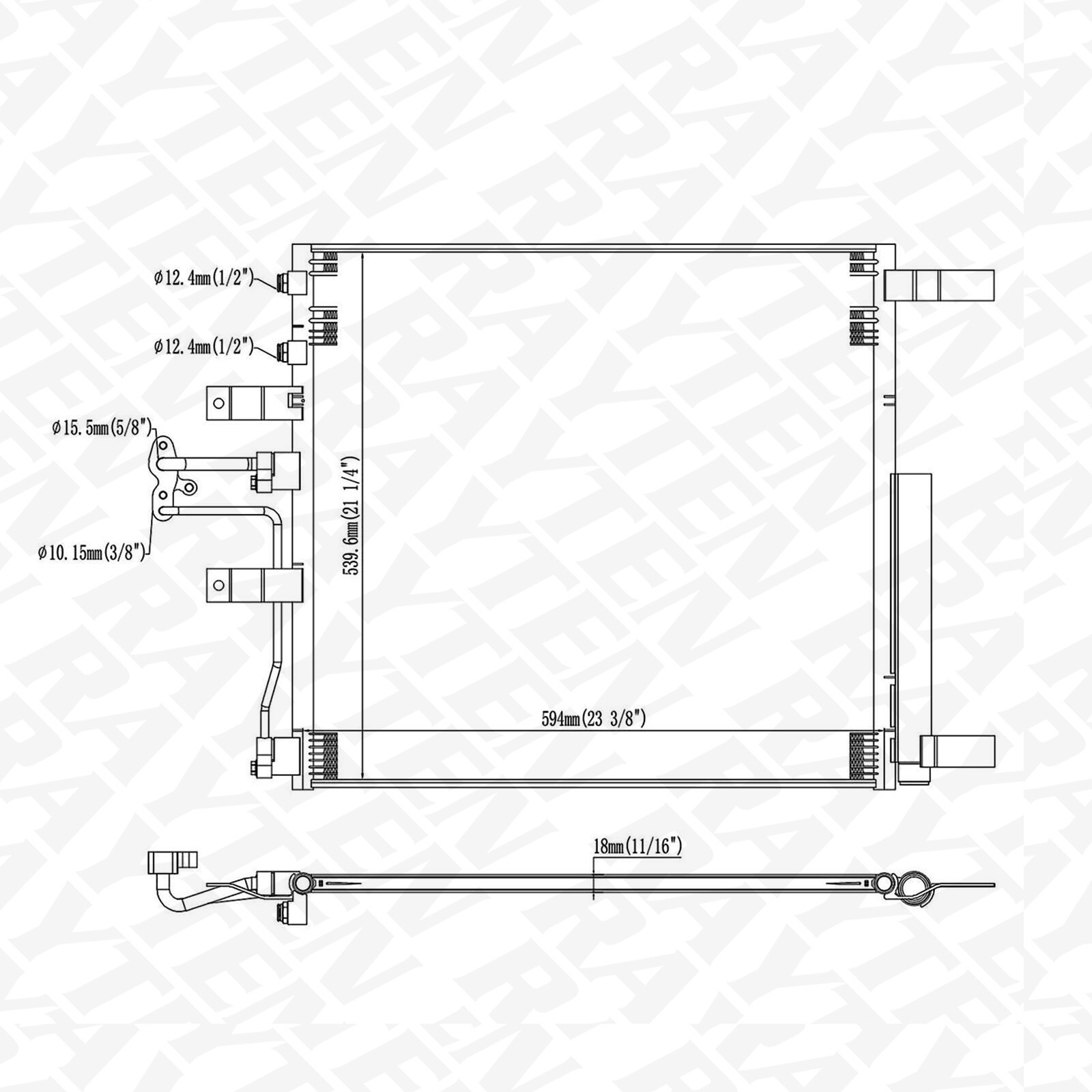 A/C AC Condenser w/ Receiver Drier & Oil Cooler for Ram 1500 2011-2018 2500 3500