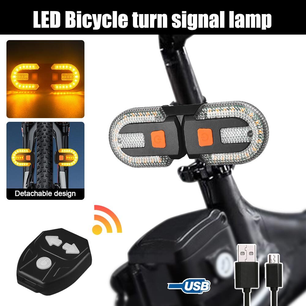Bike Turn Signals Light Front and Rear Usb Bicycle Tail Light W/ Remote Control