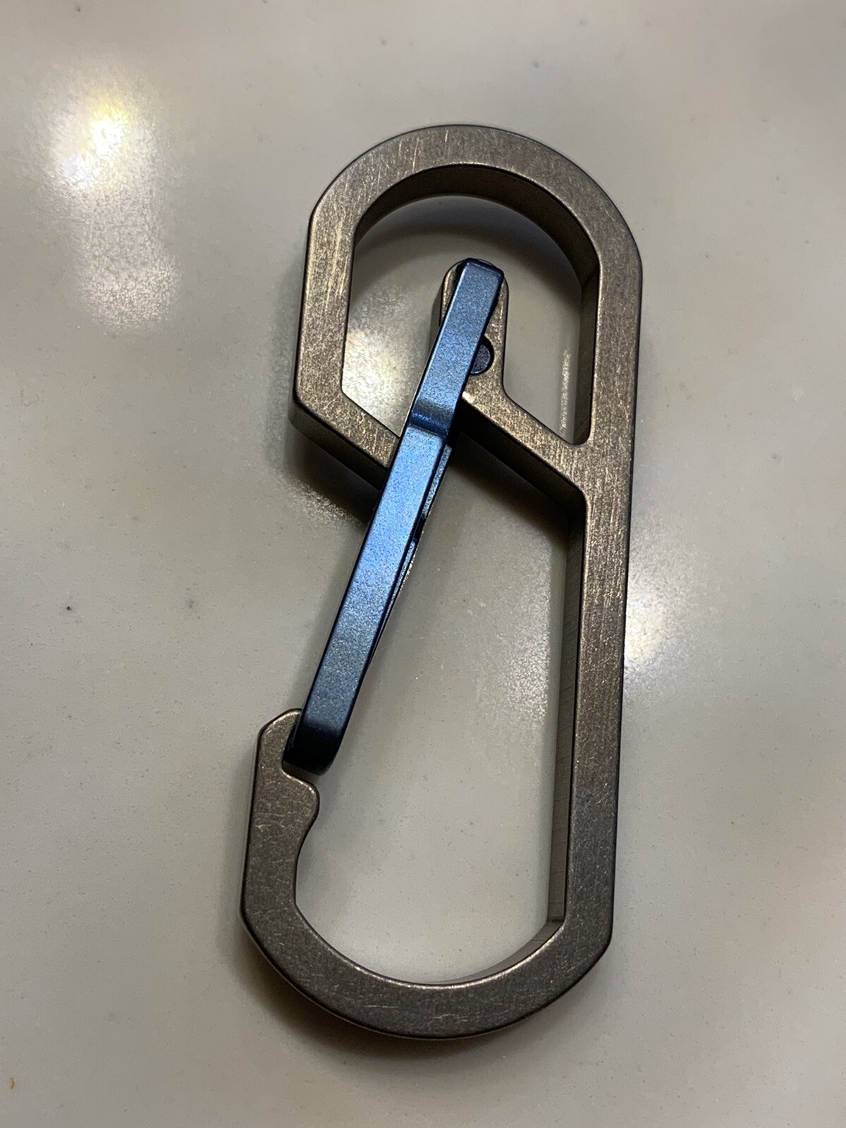 Titanium Carabiner Snap Spring Hook Clip, EDC Keychain, Key Ring, Blue Anodized