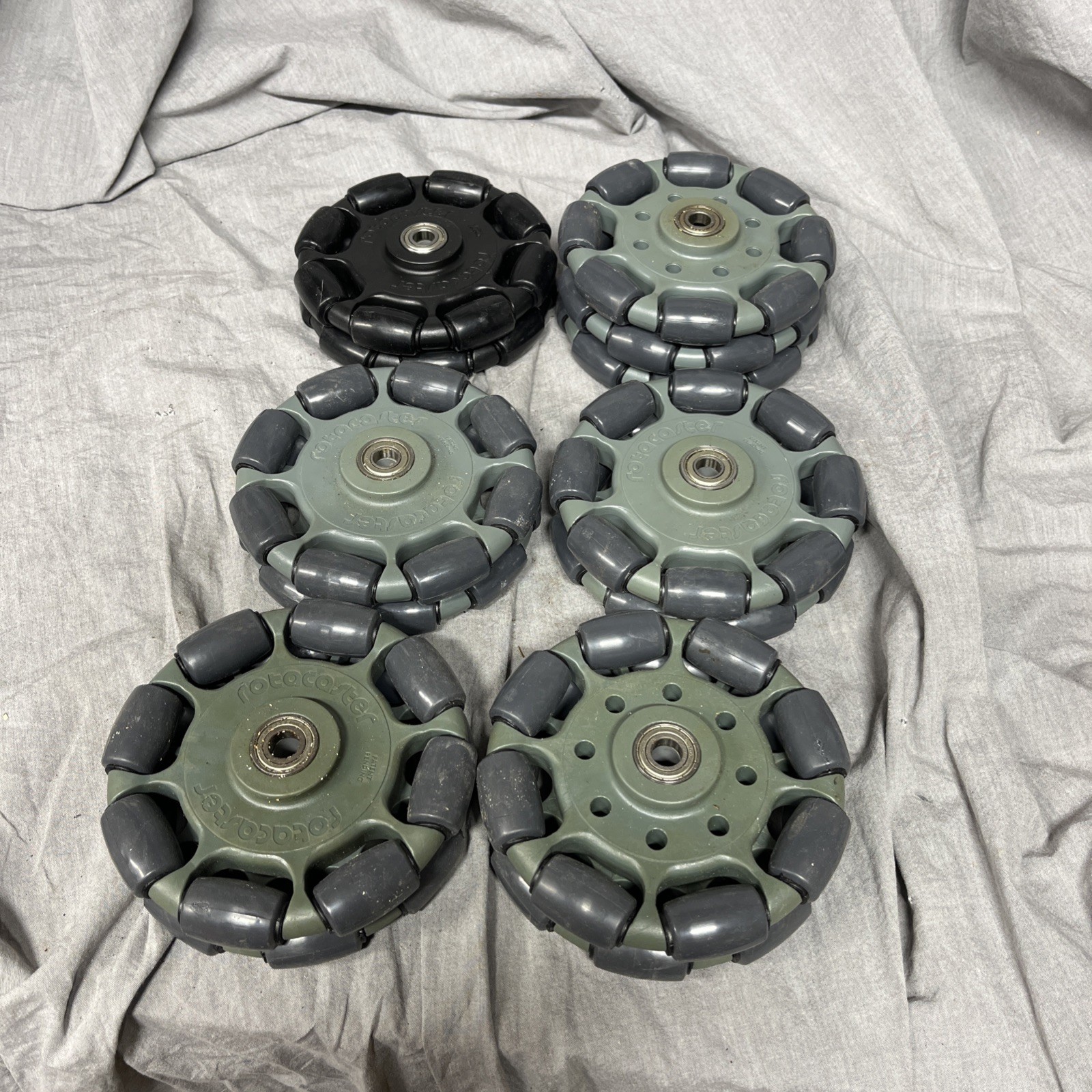 Lot Of 6 Used Rotacaster Wheels5 Doubles And One Triple