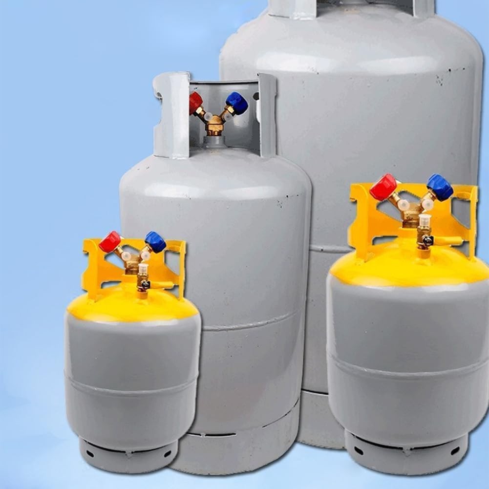 30LB HVAC Refrigerant Tank with Brass Valves & Knobs for AC Recovery