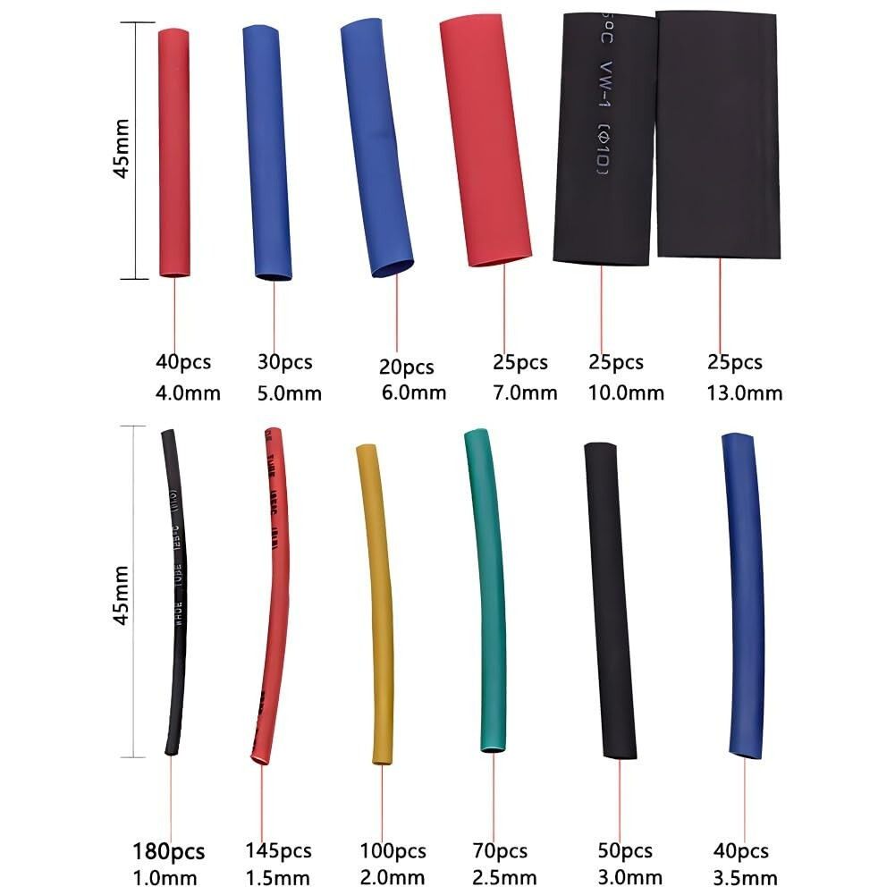 750Pcs Heat Shrink Tubing Kit Wire Shrink Wrap Tubing Shrink Ratio 3:1
