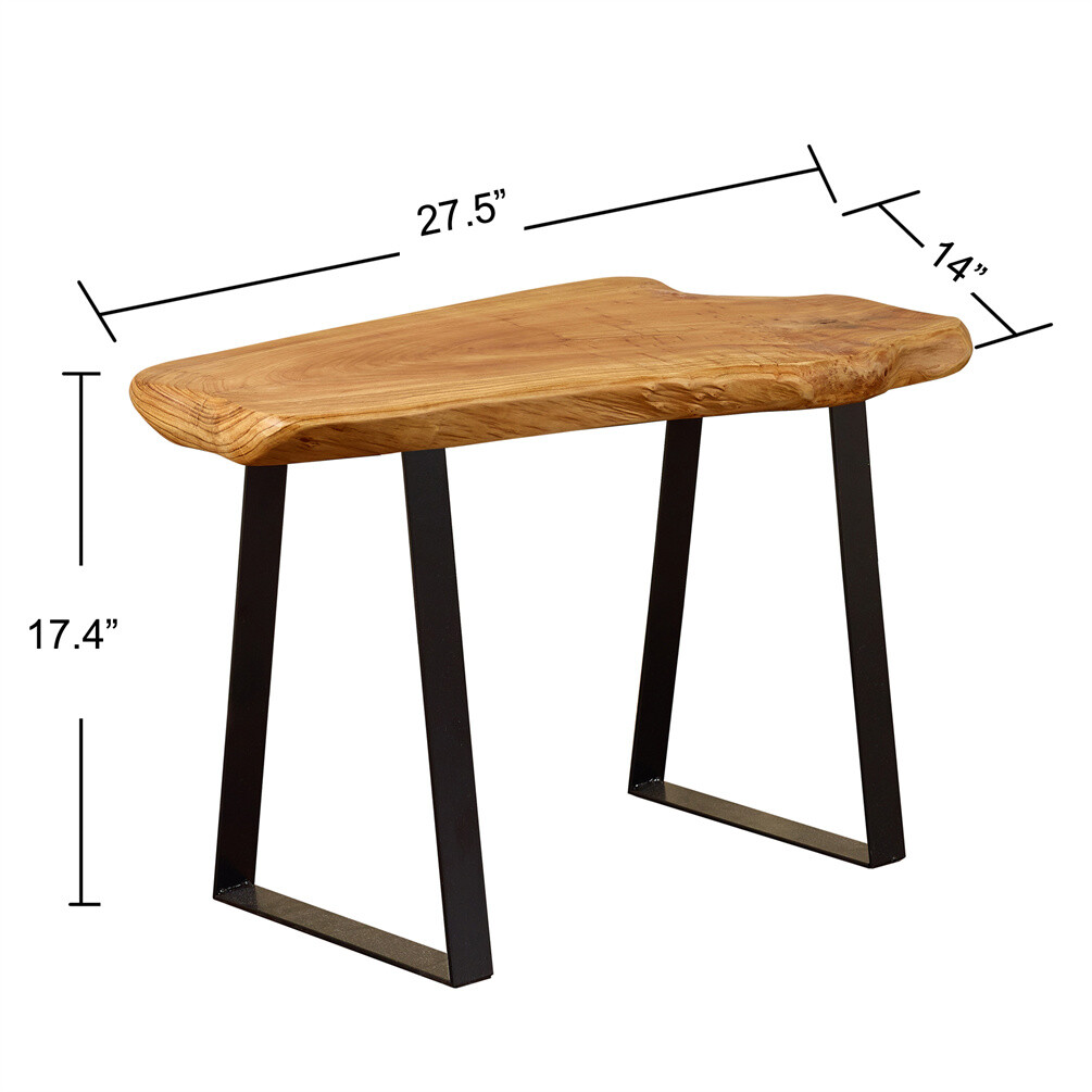 HST Cedar Roots Stool with Flat Iron Leg Bench Stool 27.5" x 14" x 17.4" H