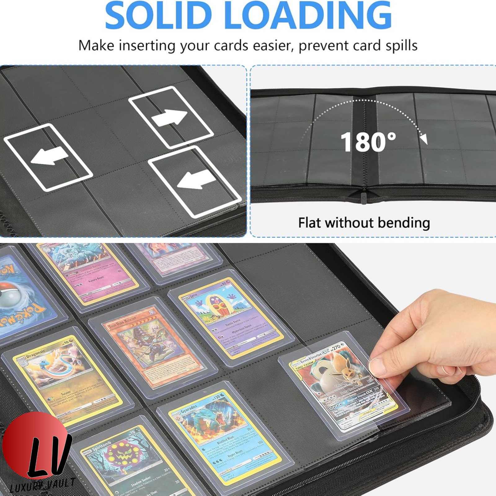 Toploader Binder Card Storage, 288 Pockets Top loader Trading Card Album Zipper