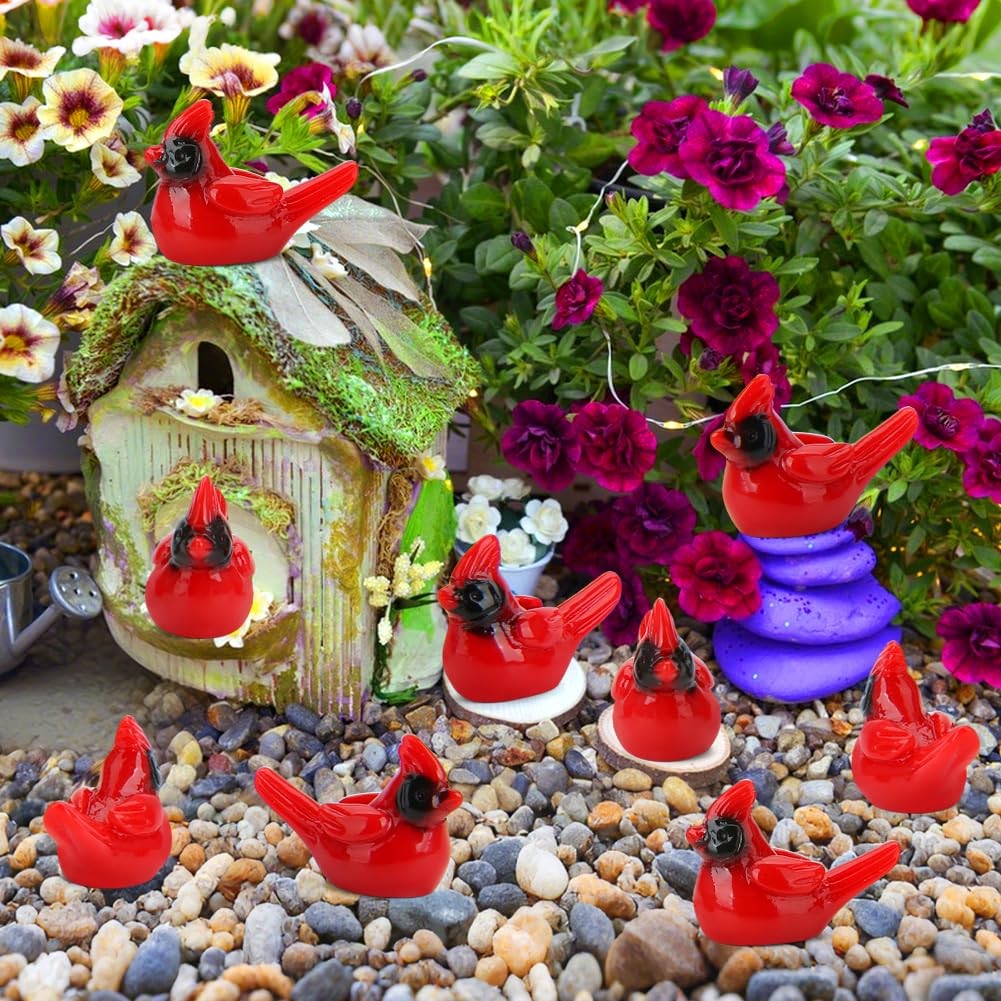 60 Pcs Mini Resin Red Cardinal Bird Tiny Animals Figurines to Hide Miniature ...