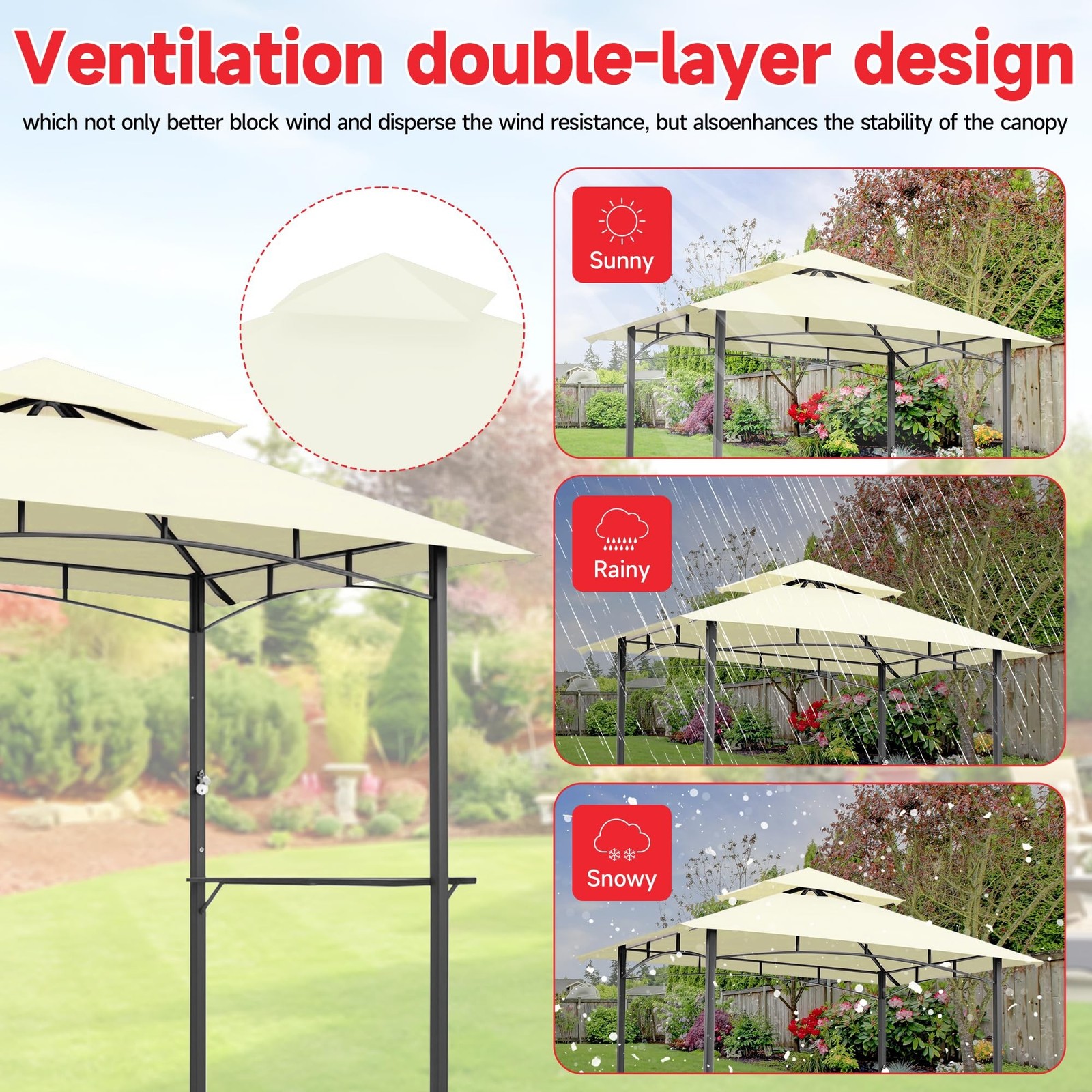 Gazebo Canopy Replacement Top - Grill Gazebo Replacement Canopy Roof – 5x8