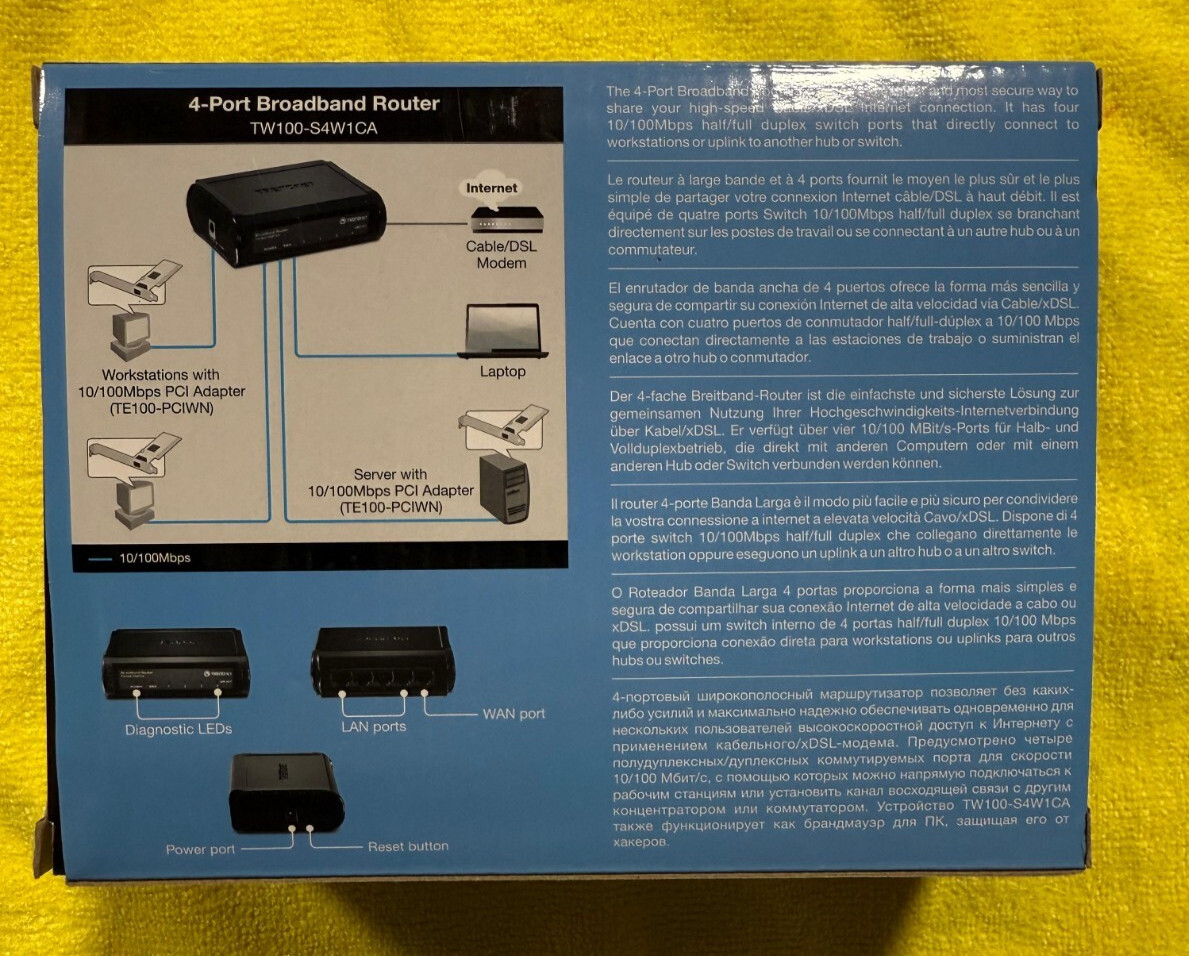 Trendnet 4-port High Speed Broadband Router Model TW100 S4W1CA Black
