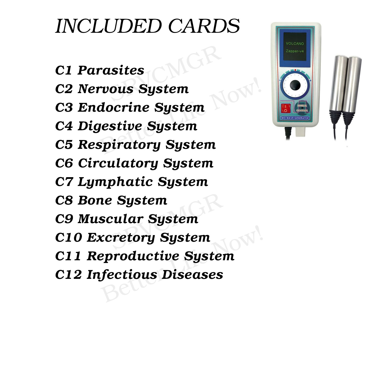 Zapper Volcano V4 Bioresonance + 12 Cards with 120 Programs | Frequency Wellness