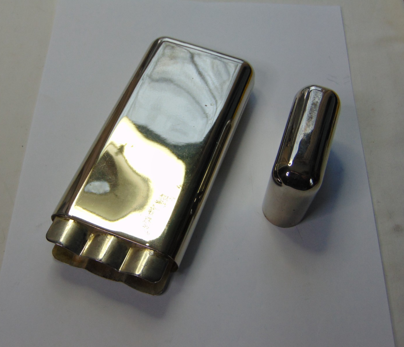 Cigar Case Art Deco Silver Plated Tobacco Humidor Triple Travel Case 8"