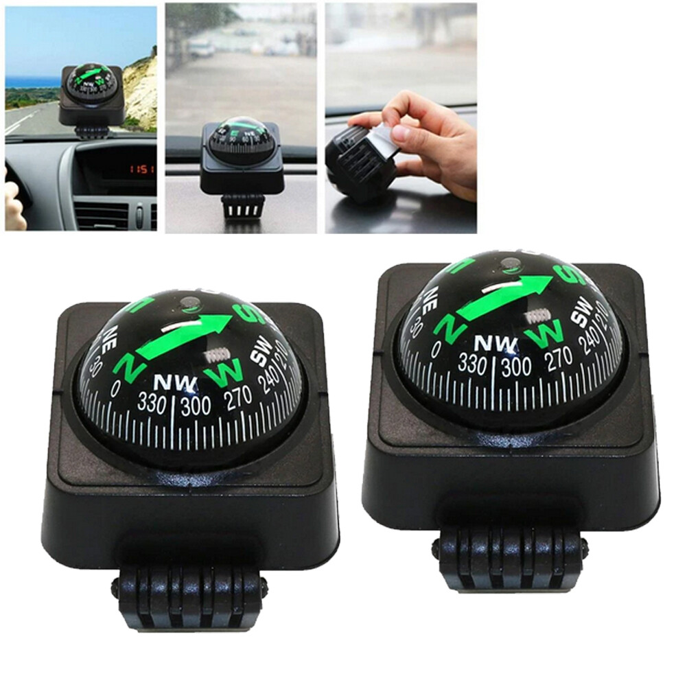 2PC Portable Car Dashboard Navigation compass ball For Outdoor Boat Marine Truck