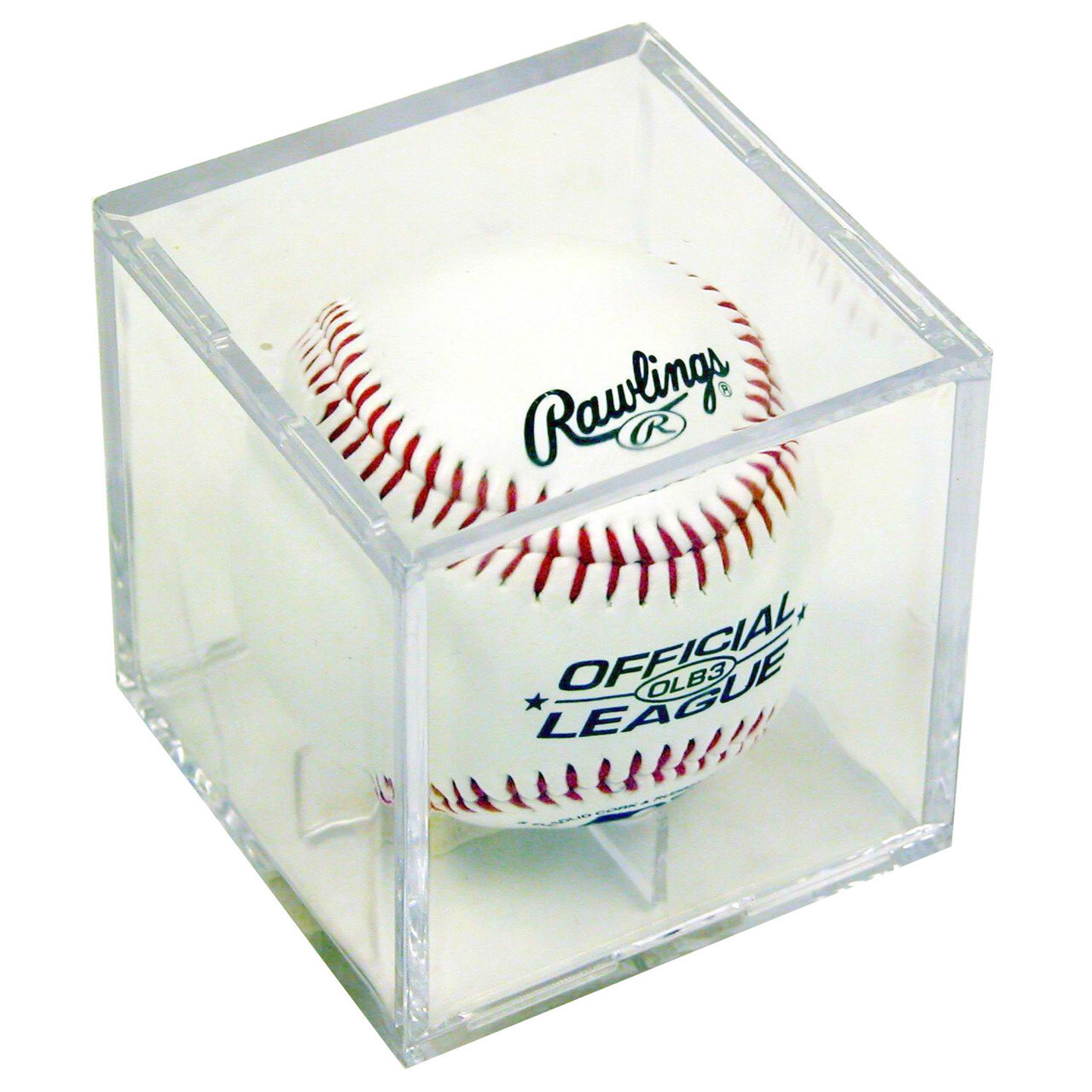 Baseball Cube Holder Display Case with Built in Stand