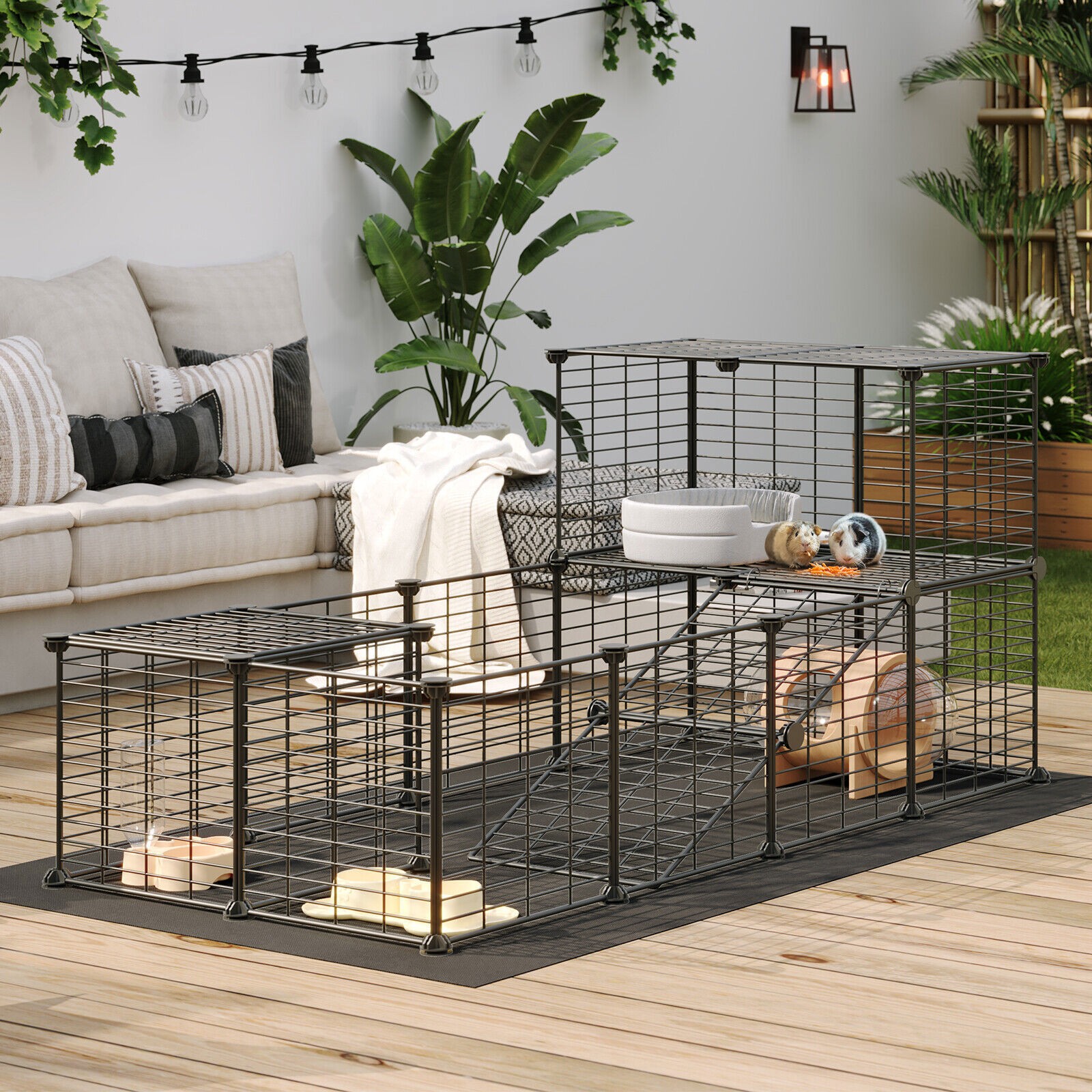 HOOBRO Guinea Pig Cage with Waterproof Mat 24 Panels Small Animal Playpen