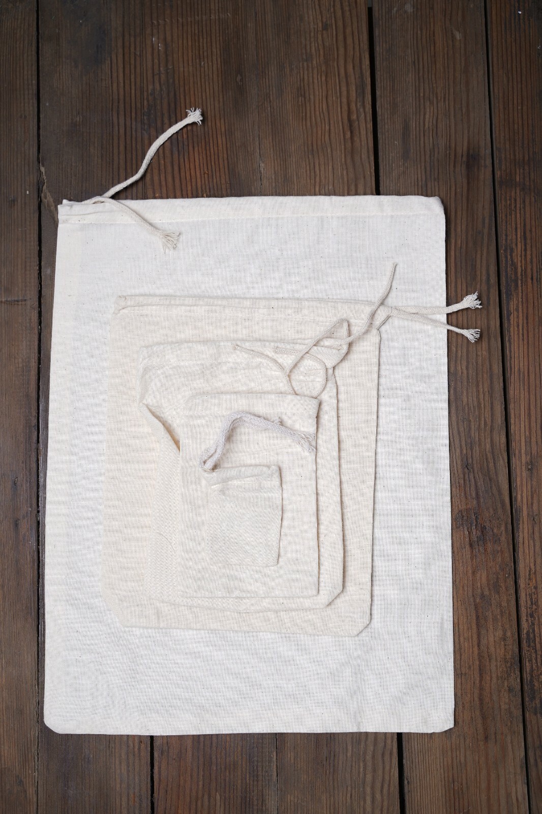 8"x10" Cotton Single Drawstring Muslin Bags (Natural Color)