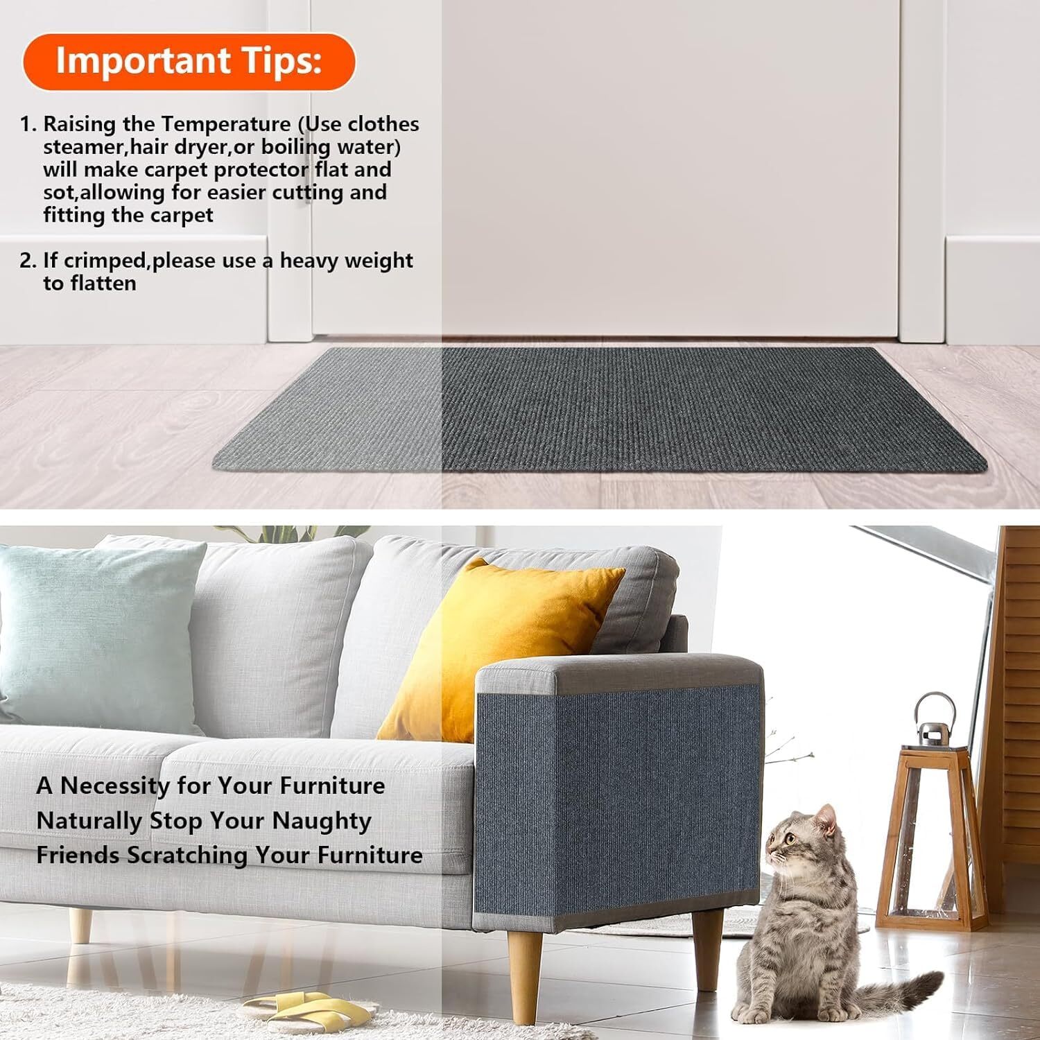 Climbing Cat Scratching Mat Trimmable Self-Adhesive Cat Scratcher Carpet Pads