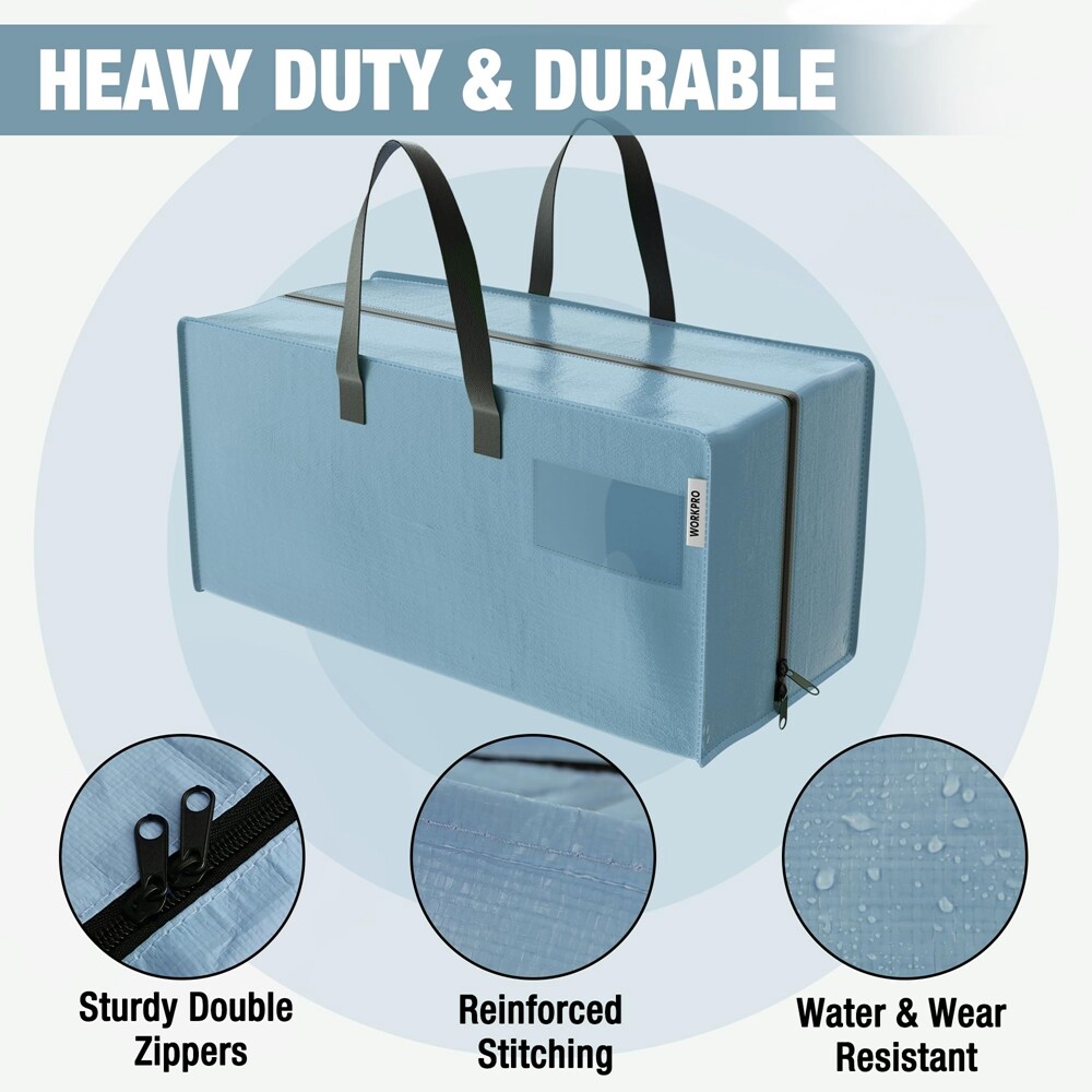 WORKPRO 6 Pack Extra Large Moving Bags Heavy-Duty Storage Tote w/Backpack Straps