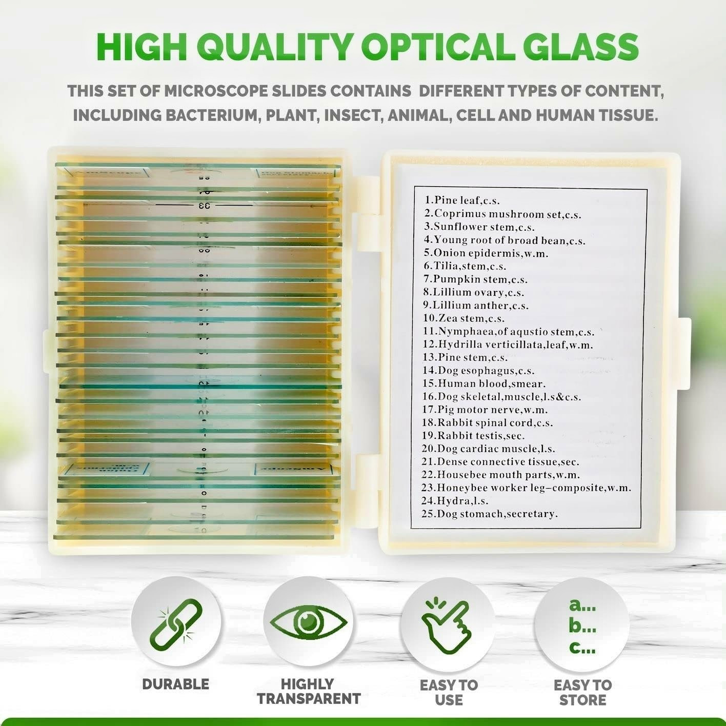 AmScope Prepared Microscope Slide Set for Basic Biological NEW SEALED SHIPS FREE