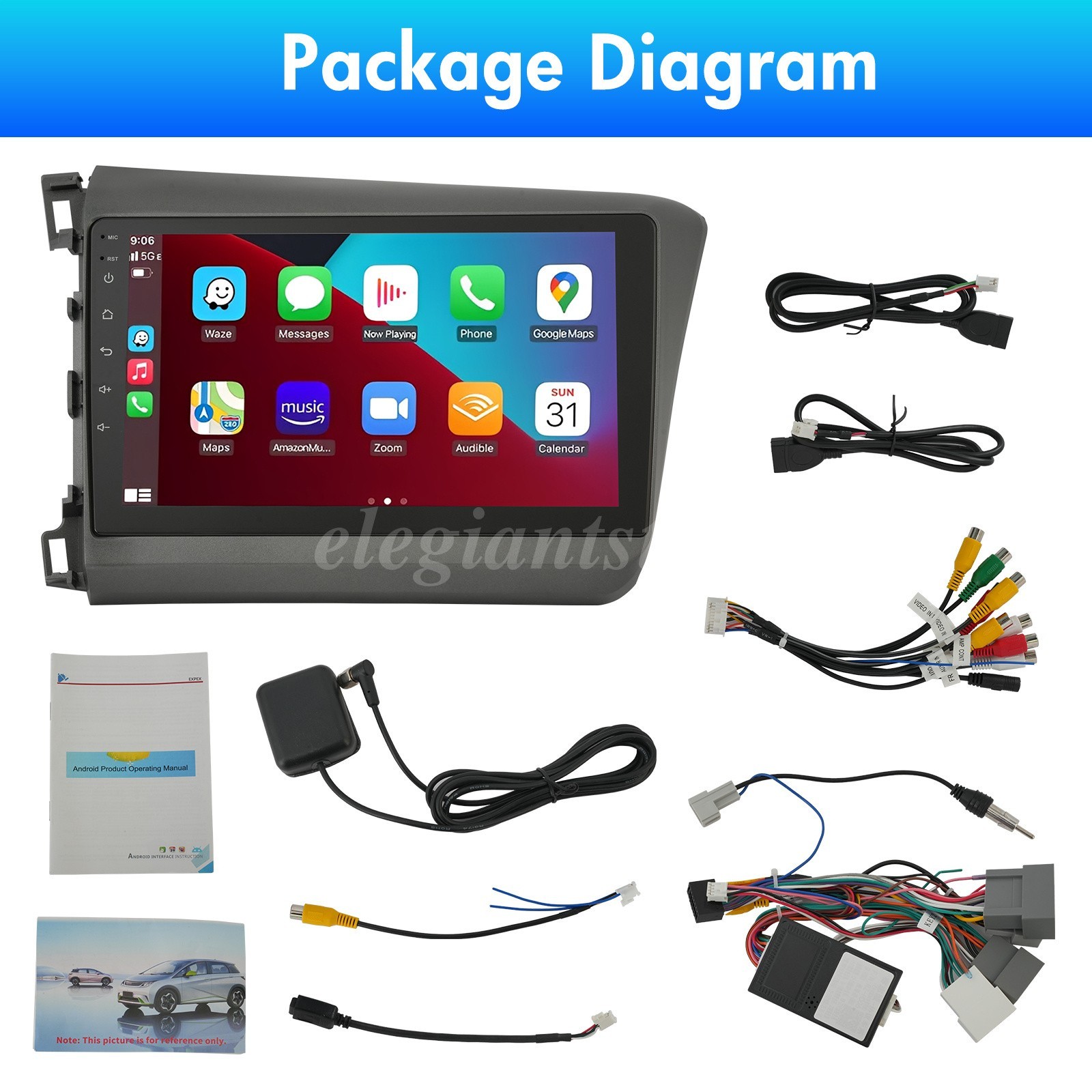 Apple Carplay For 2012-2015 Honda Civic Car Stereo Radio Android GPS Navi