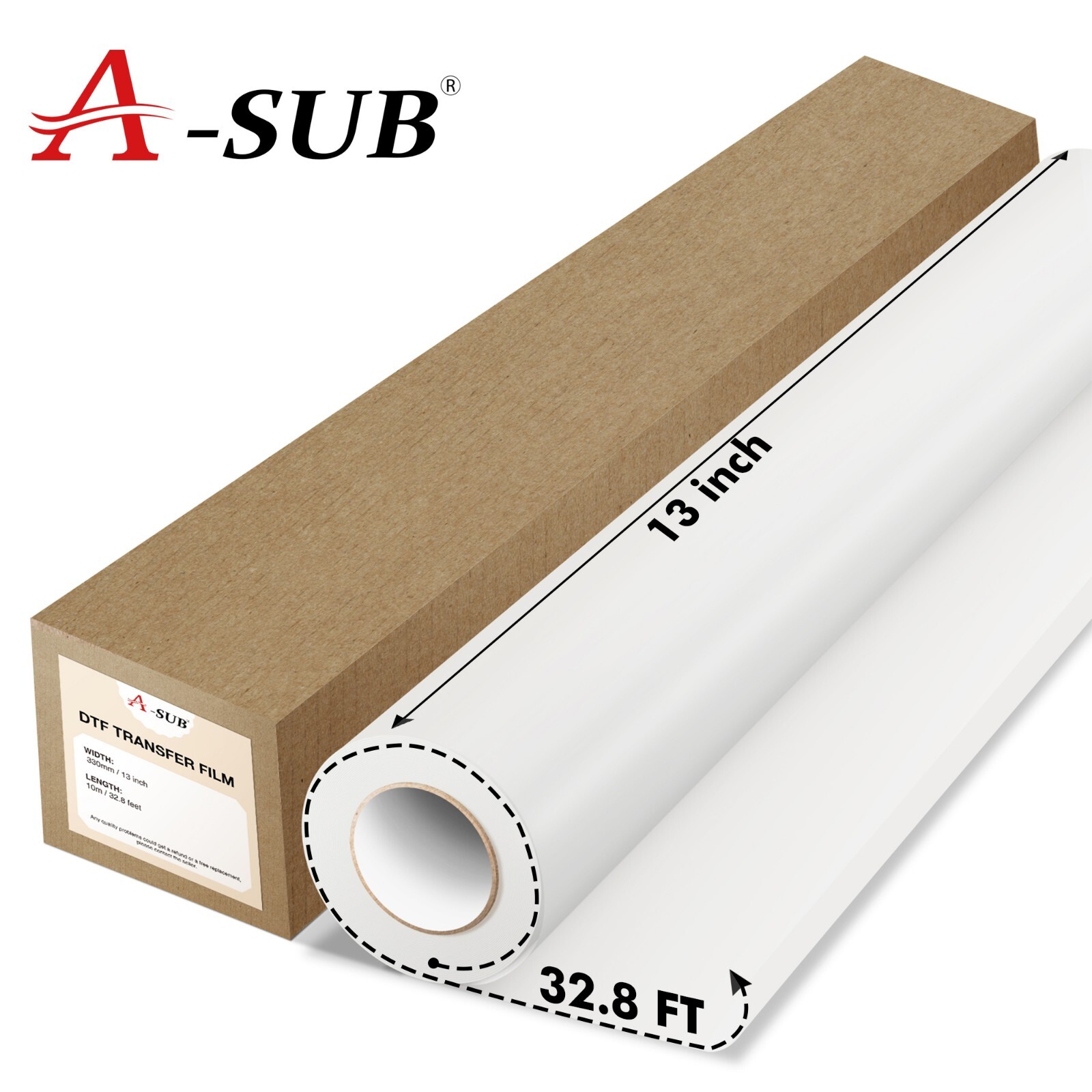 A-SUB DTF Film Roll for Sublimation DTF Transfer Film A3+  13 inch X 32.8 FT