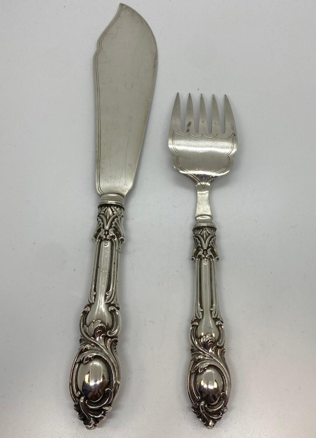 John Gilbert Sterling Silver Birmingham Fish Serving Set 1860s No Monogram