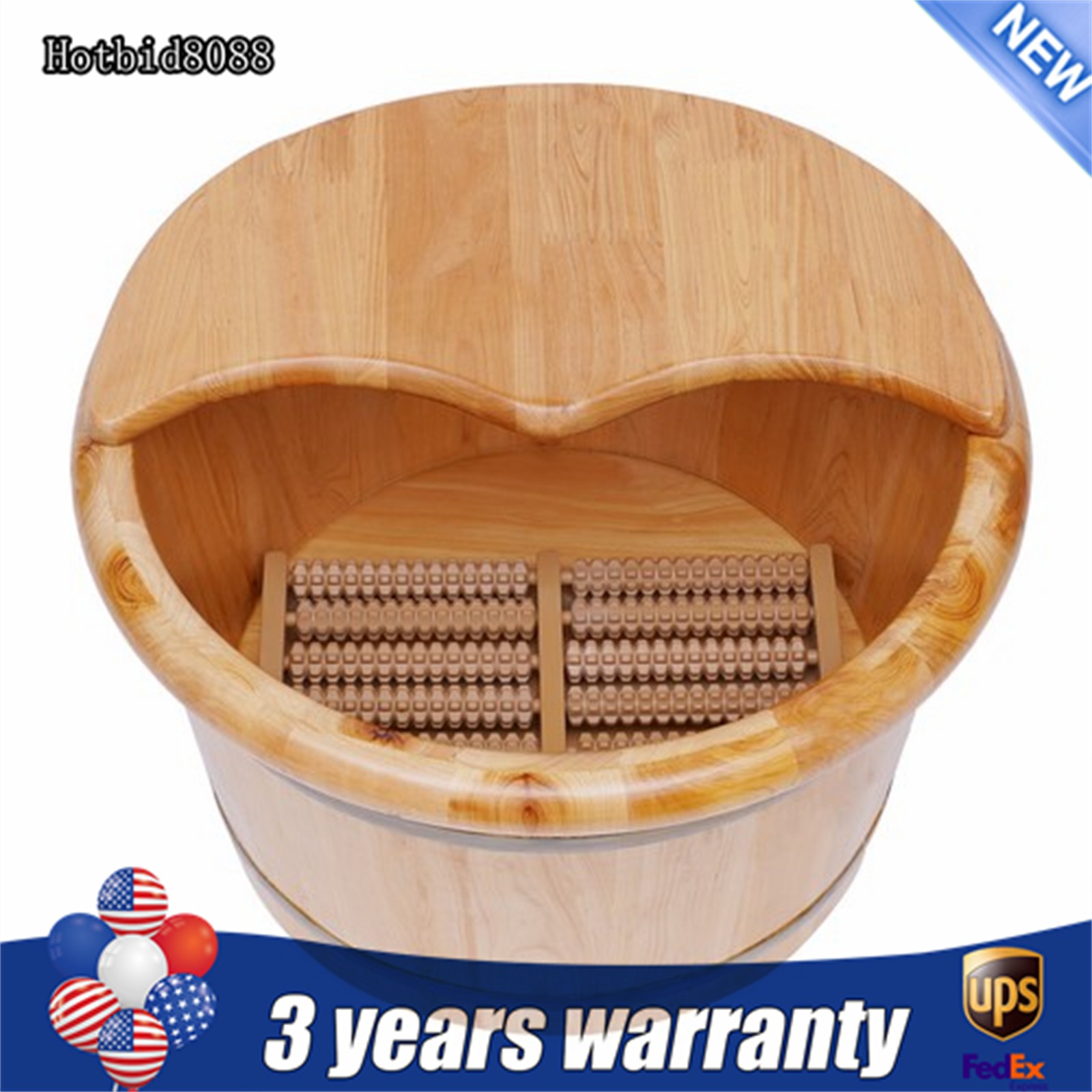 Cedar Wood Foot Basin Wooden Bucket Foot Bath Massage Plus Cover Plate +Massager