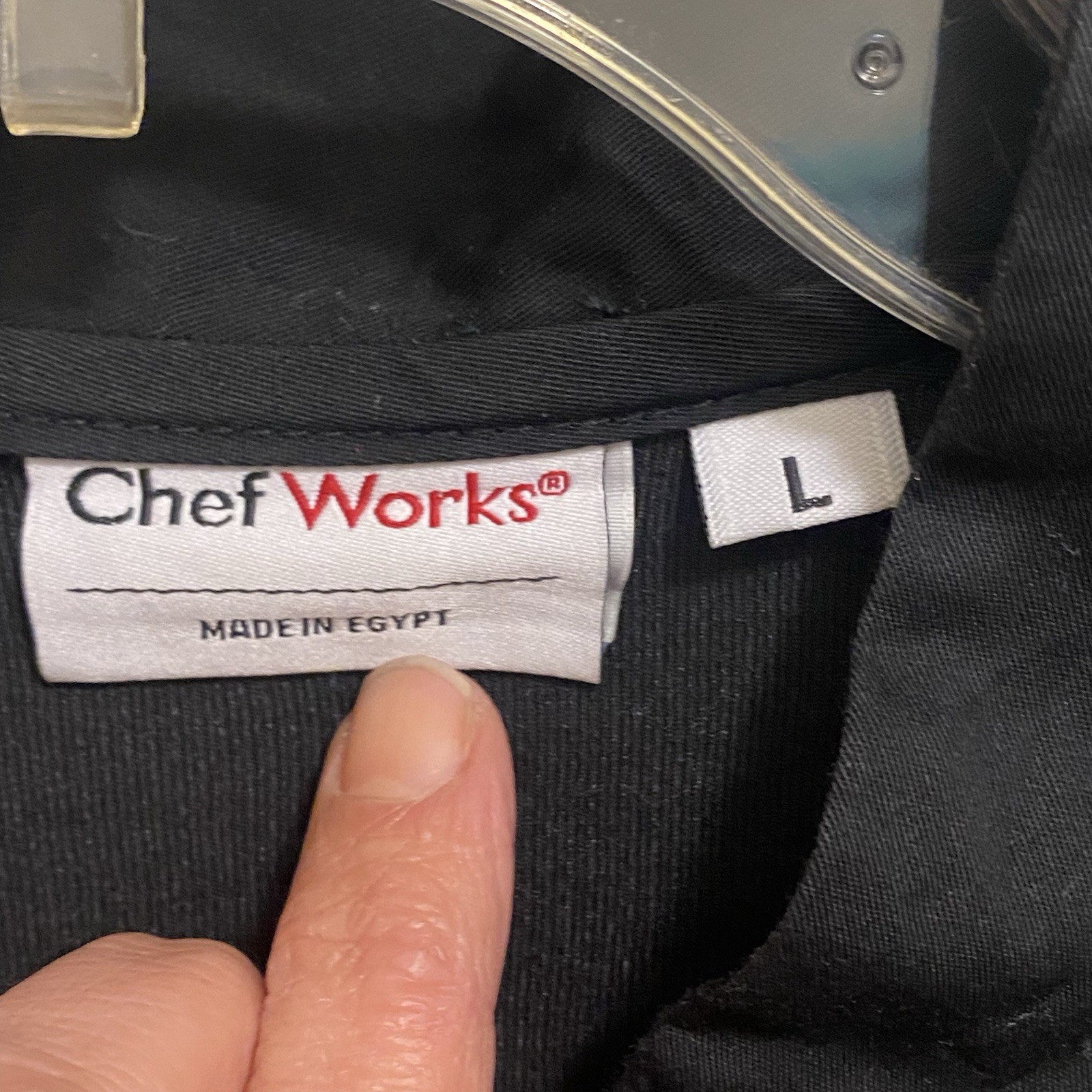Chef Works Black Chef’s Coat L Large chest 46” Button Down Mens Womens