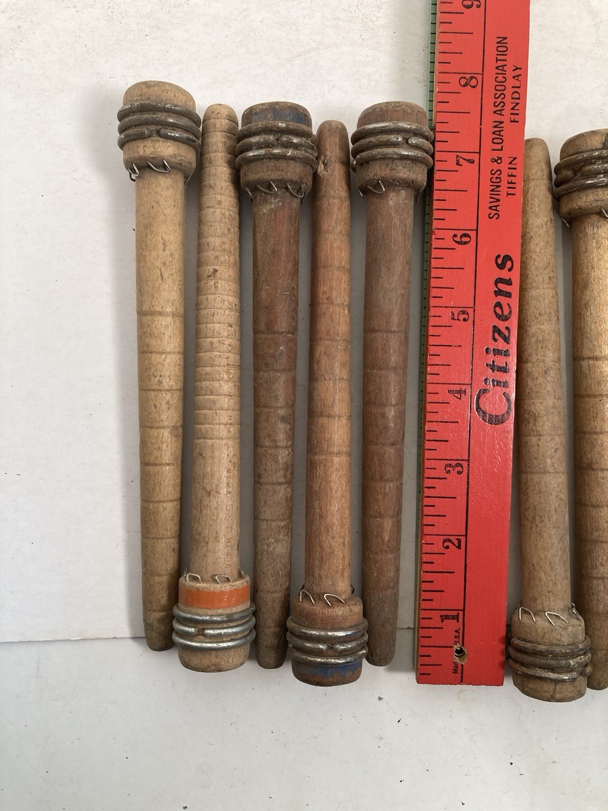 Wood Bobbins Wood Quills Vintage Factory Reclaimed Industrial 7 3/8", lot of 10