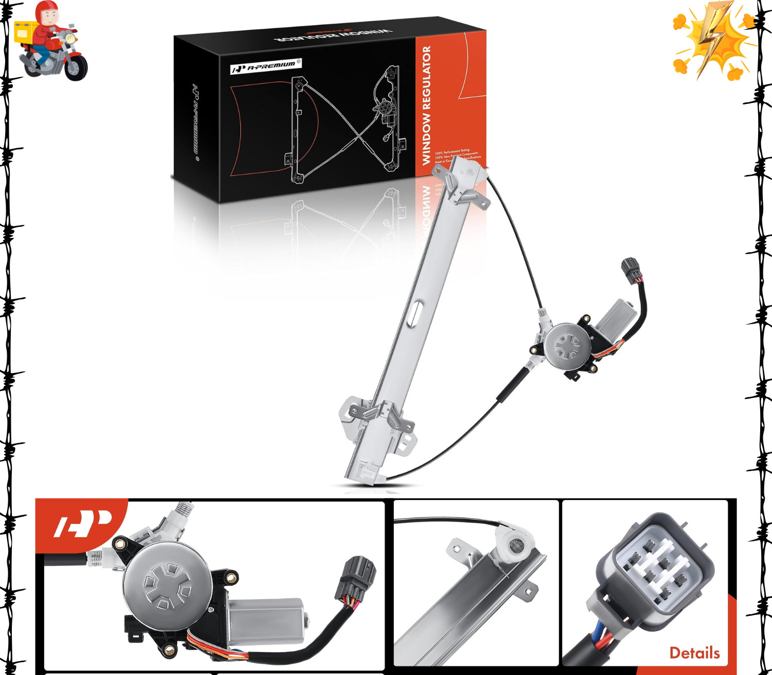 Power Window Regulator with Motor Replacement for Honda Front Driver Side