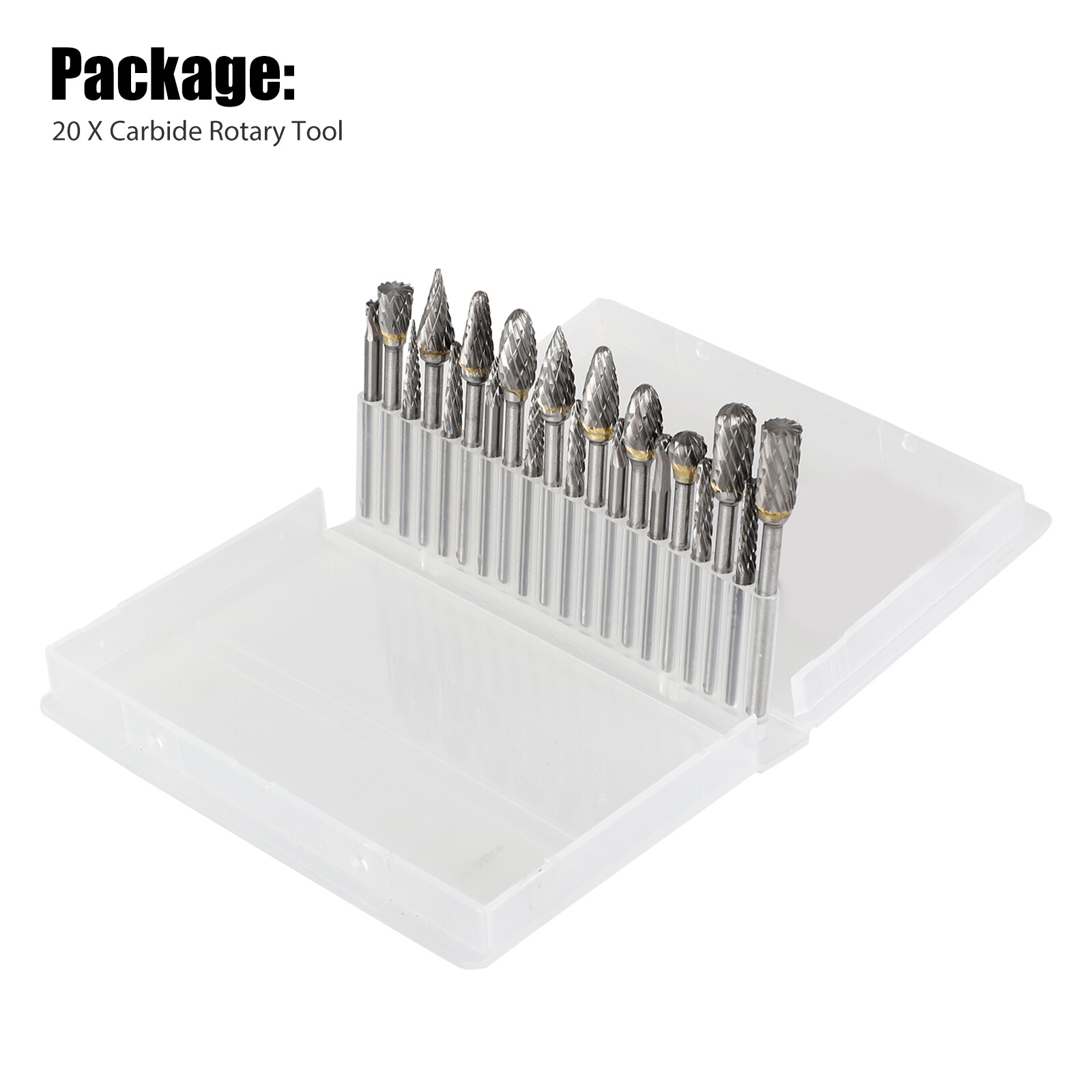 20Pcs Tungsten Carbide Steel Rotary Burr Die Grinder Bit 1/8in Shank Carving Set