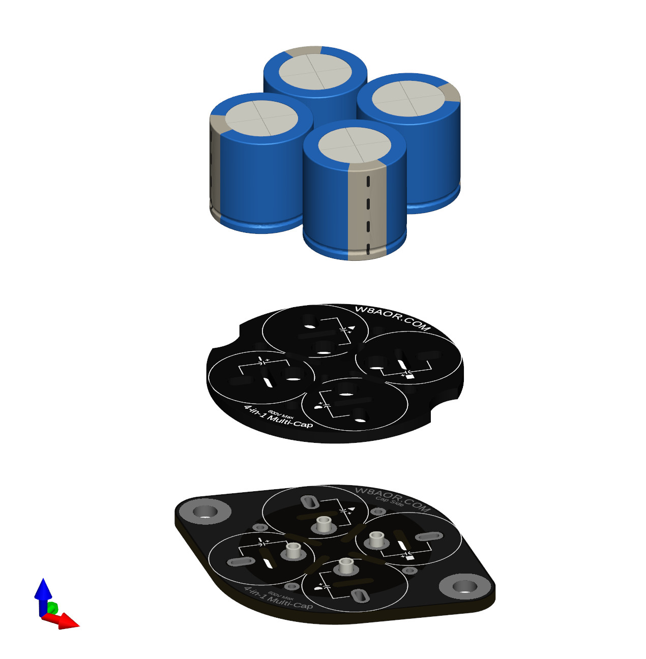 Multi Section Sector Capacitor Circuit Board KIT 600V Wide Body 4 in 1 capacitor
