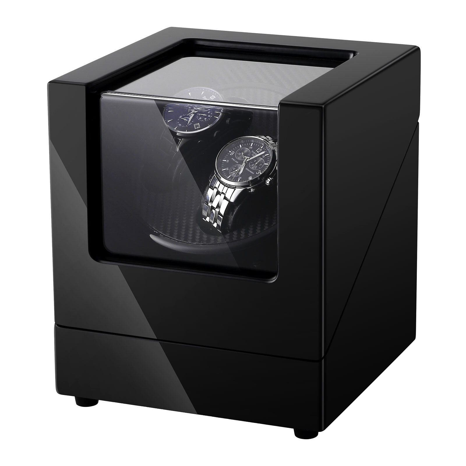 Watch Winder Case Display Double Automatic MDF Wood Watch Organizer Box Gifts US