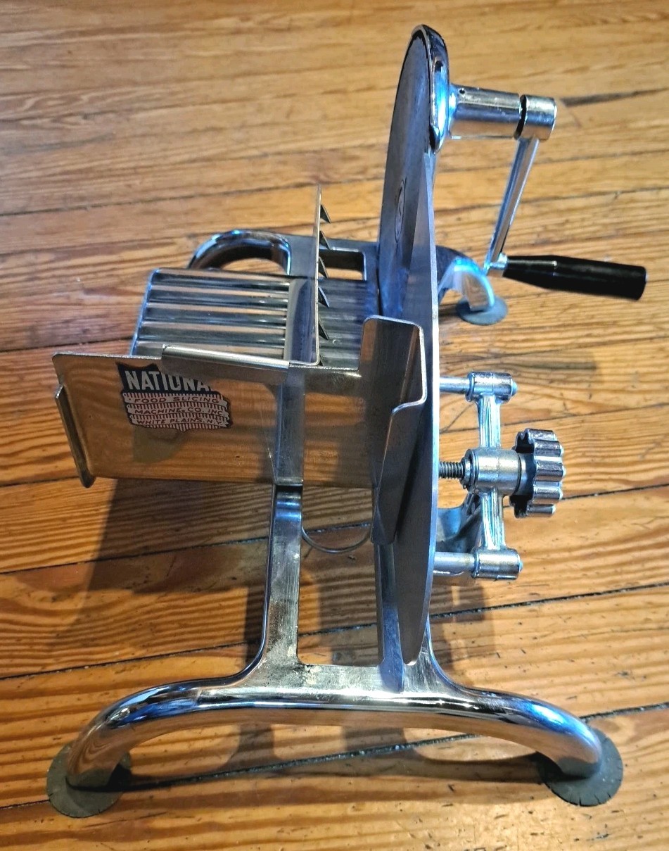 Vintage Manual National Food Slicing Machine Meat Cheese Deli Slicer USA READ