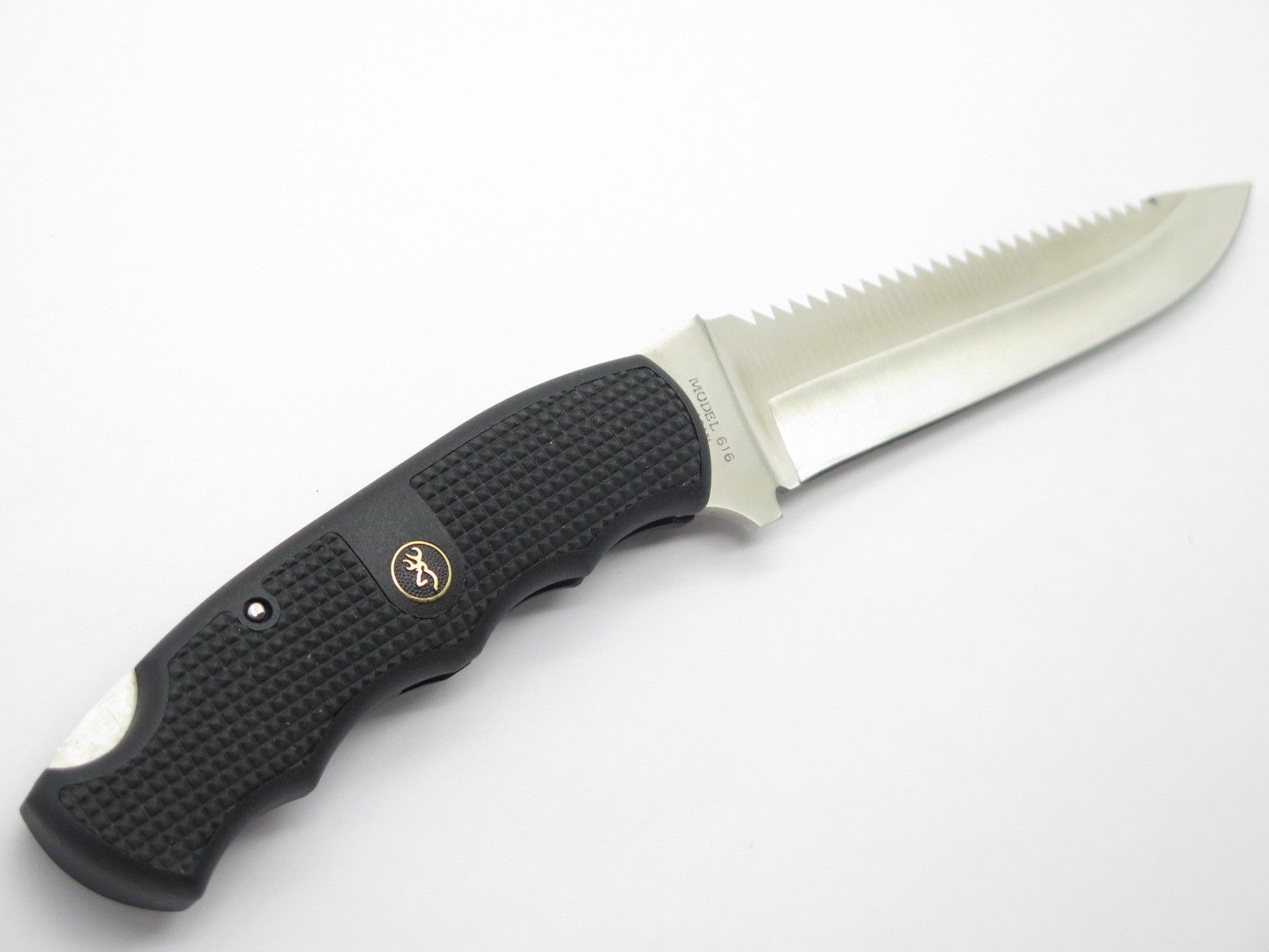 Vtg Browning 616 Seki Japan Swivellok AUS8A Lockback Fixed Saw Hunting Knife