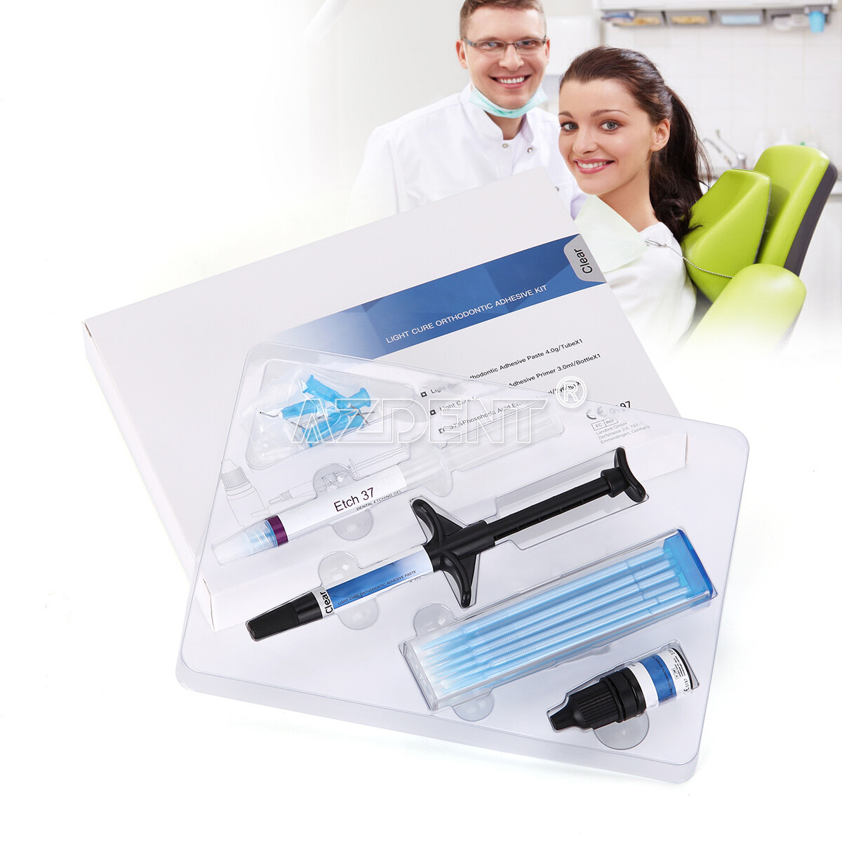 200Pc Dental Orthodontic Brackets Braces Mini Roth.022/Light Cure Adhesive Kit