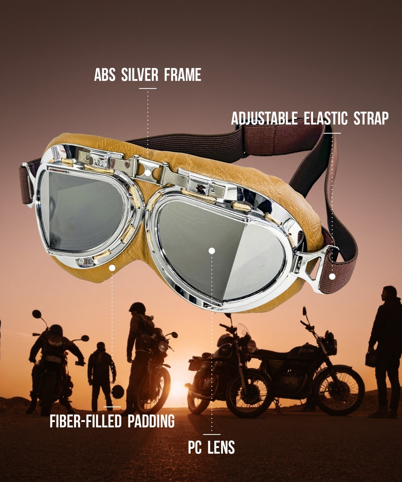 New CRG Vintage Bike Aviator Pilot Motorcycle Cruiser Scooter Goggles