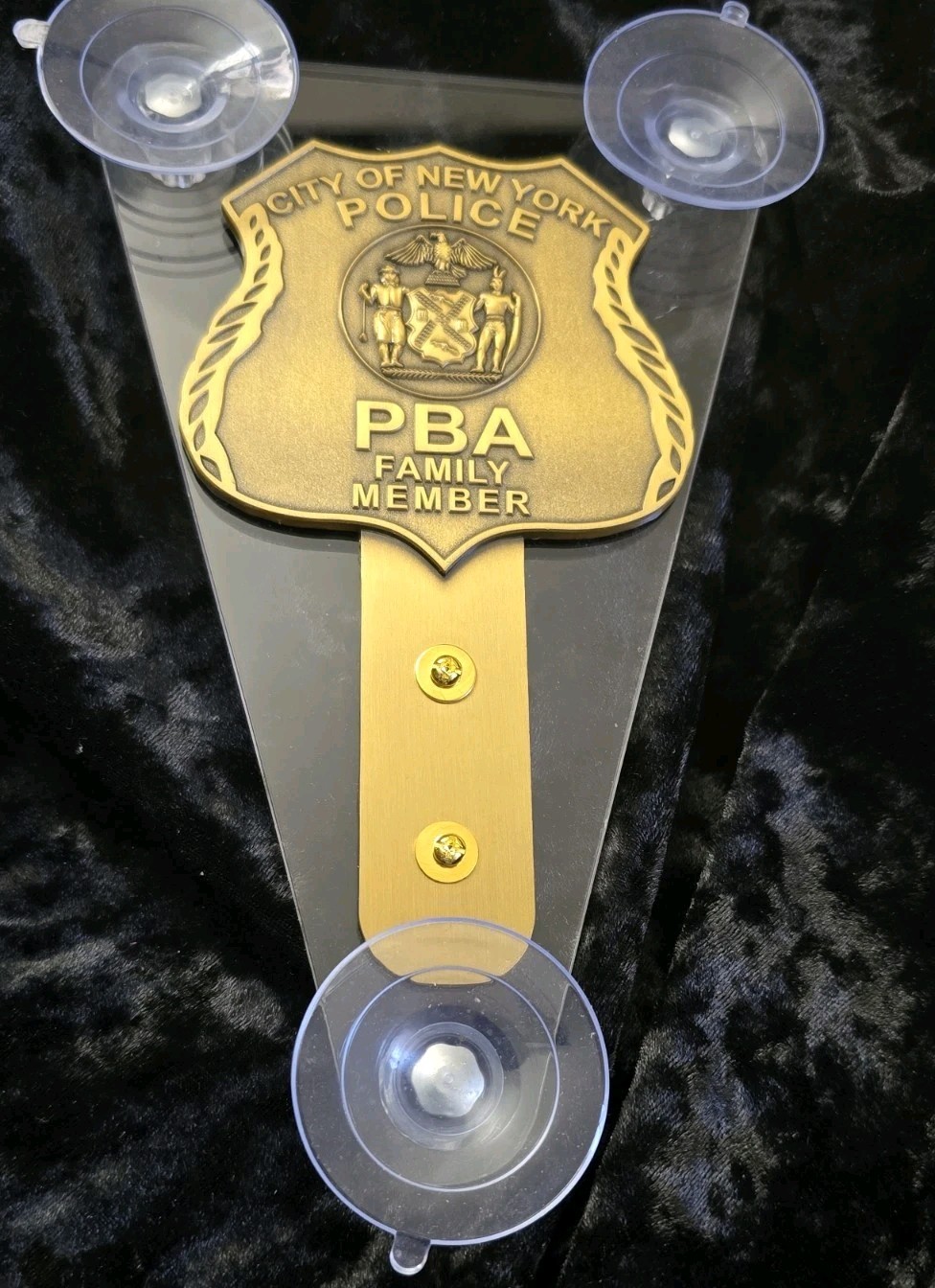 NYPD  Windshield Badge Medalion Display. Family Member.  Free Shipping.