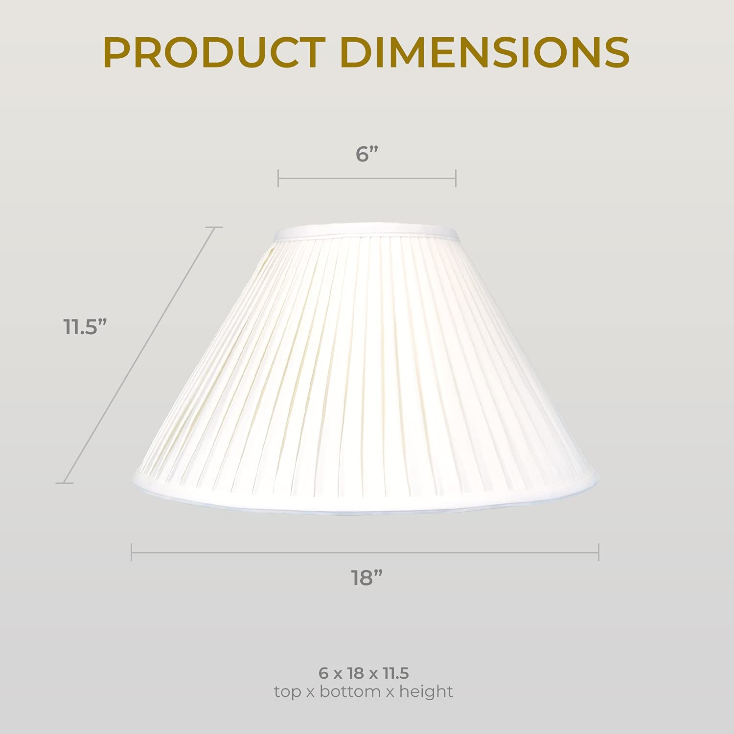 Royal Designs Coolie Empire Side Pleat Basic Lamp Shade White 6" x 18" x 11.5