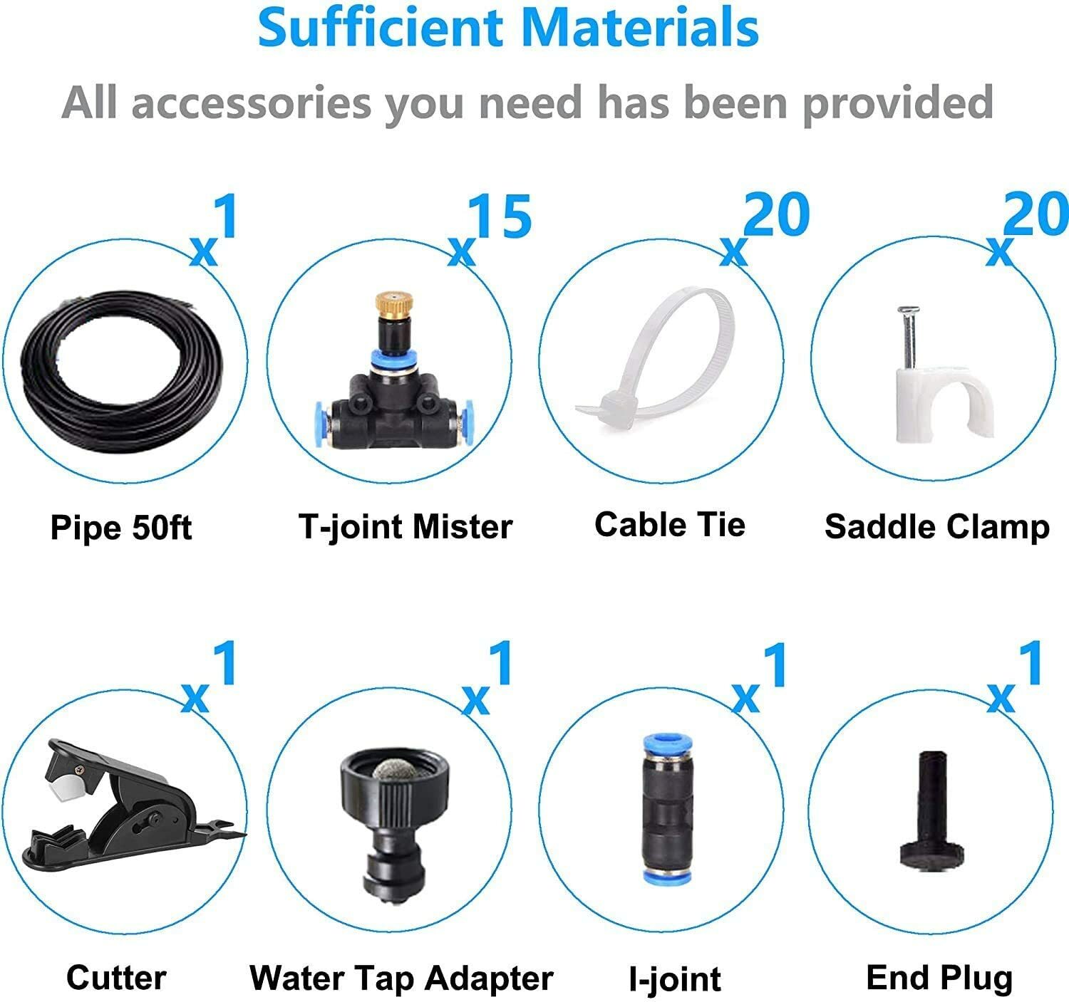 20Ft Misting Cooling System Patio Garden Mister Nozzle Irrigation Water Outdoor