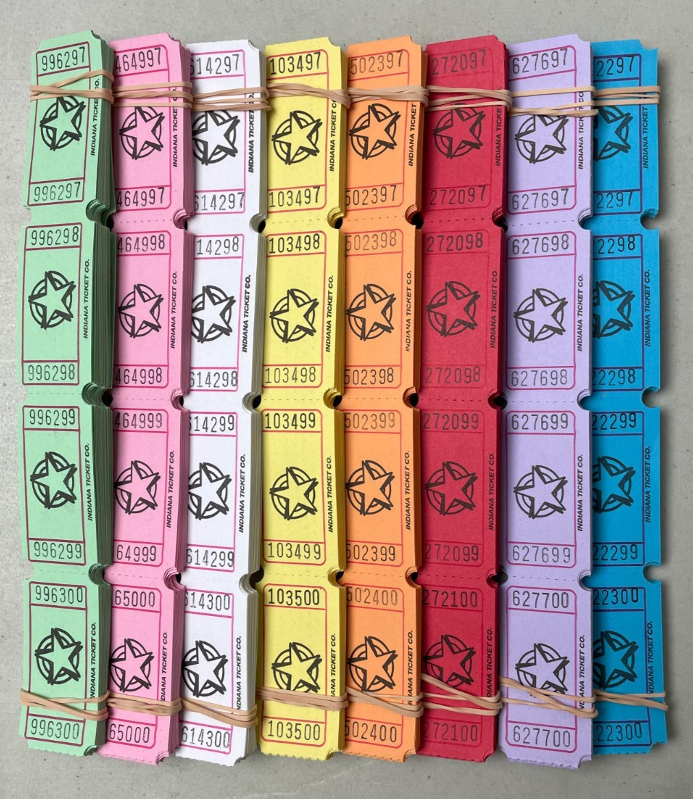 Star Raffle Tickets Package of 500 Single Stub 1/4 Roll Folded Flat Carnival