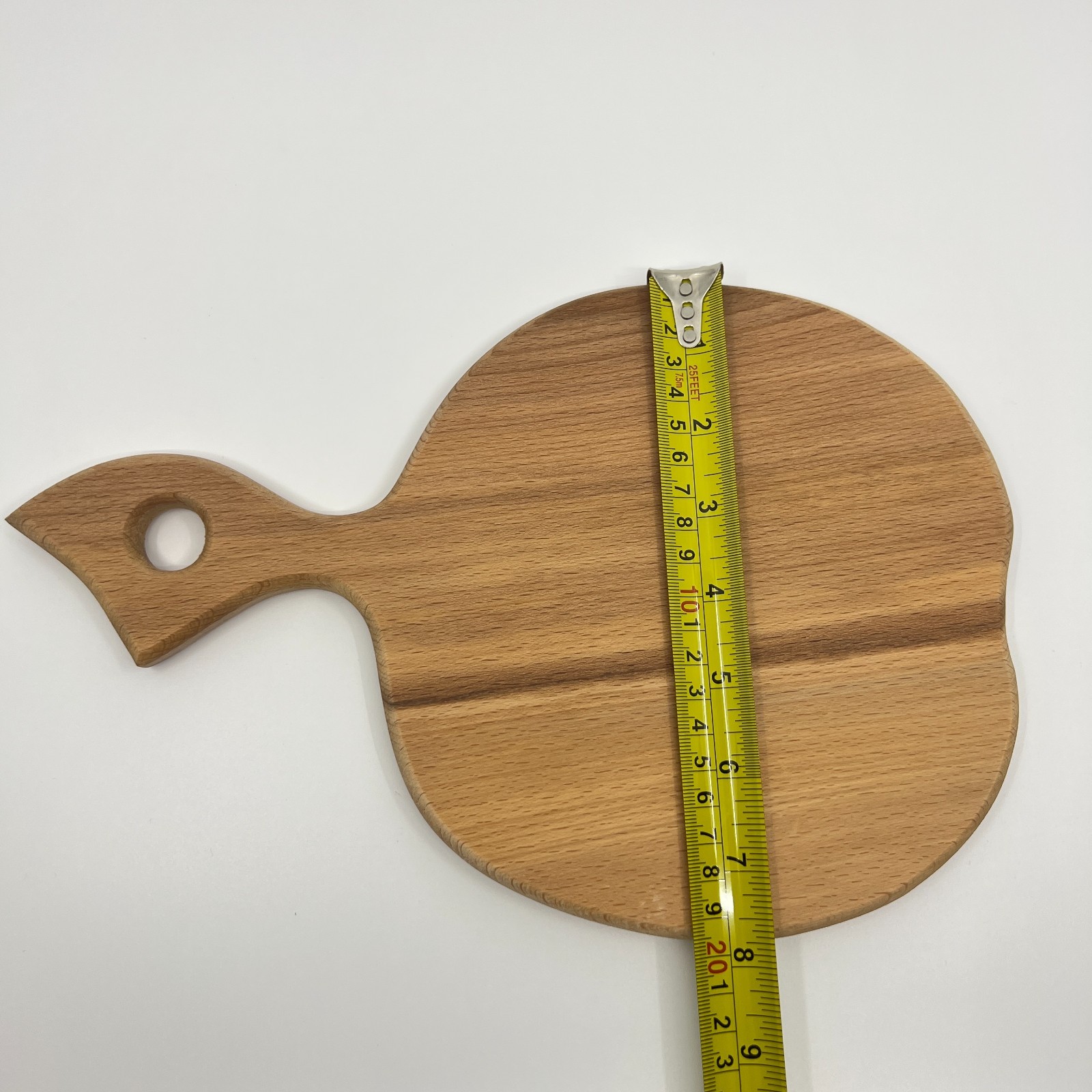 Round Wooden Serving Platter Charcuterie Board w Handle 12 x 7.9 Natural