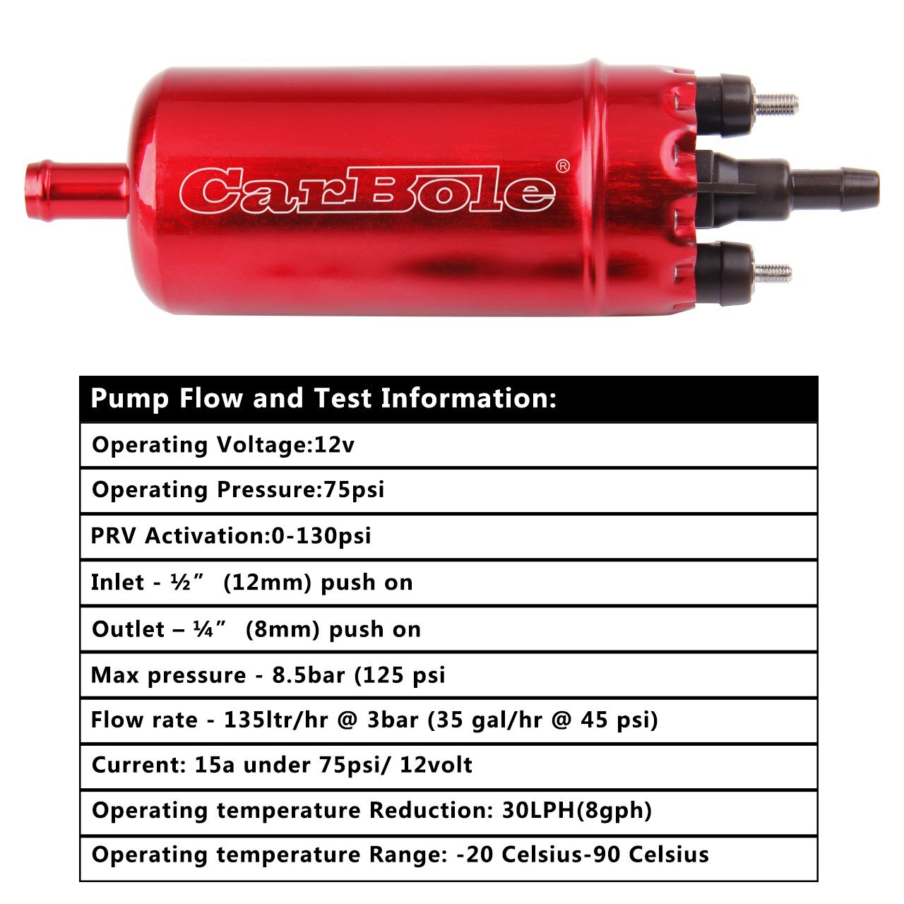 External Inline High Pressure EFI Fuel Pump Replaces for Walbro Kits 45-125 psi