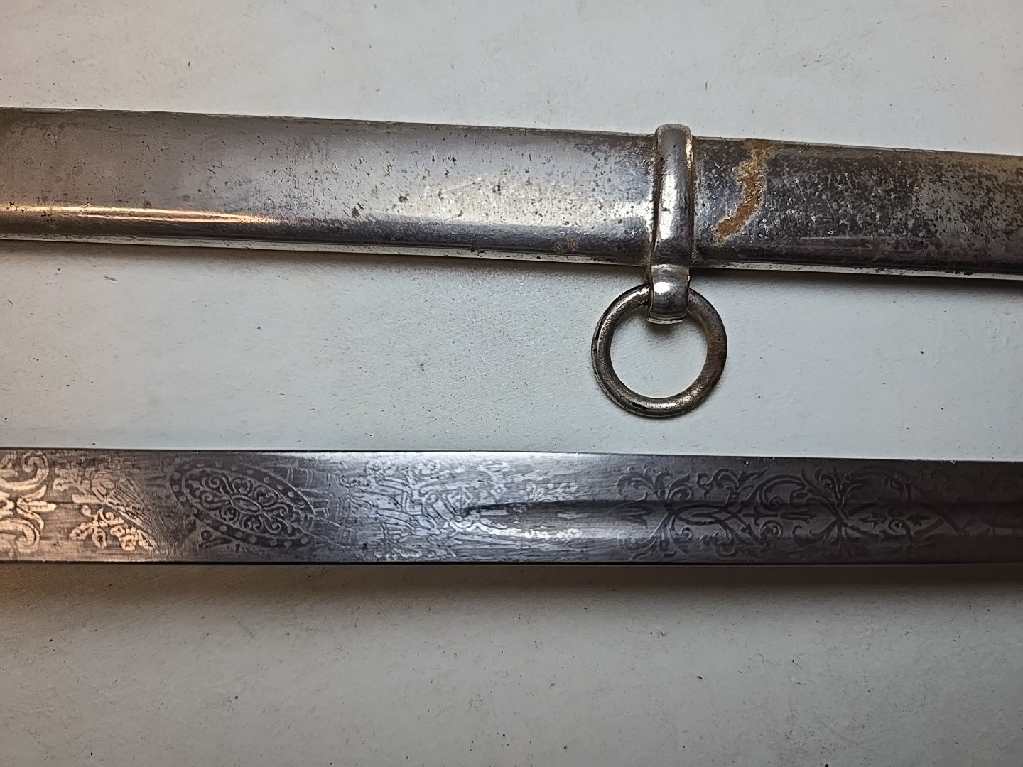 WWI M1889 German Wurttemberg Kinder Sabel Sword w/Scabbard - Etched - Kirschbaum