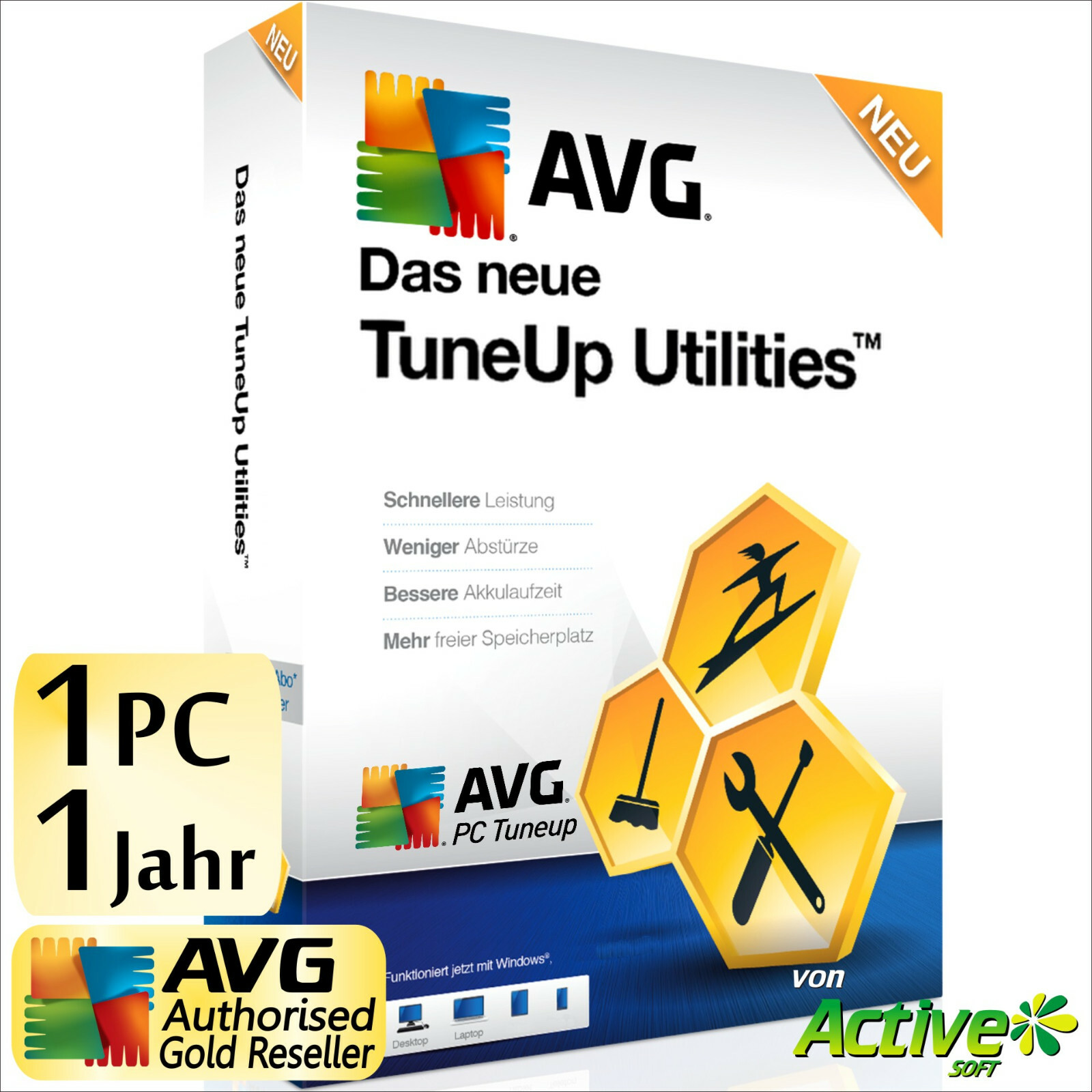 TuneUp Utilities 2026 1 PC Full Version AVG PC TuneUp Performance UE German NEW