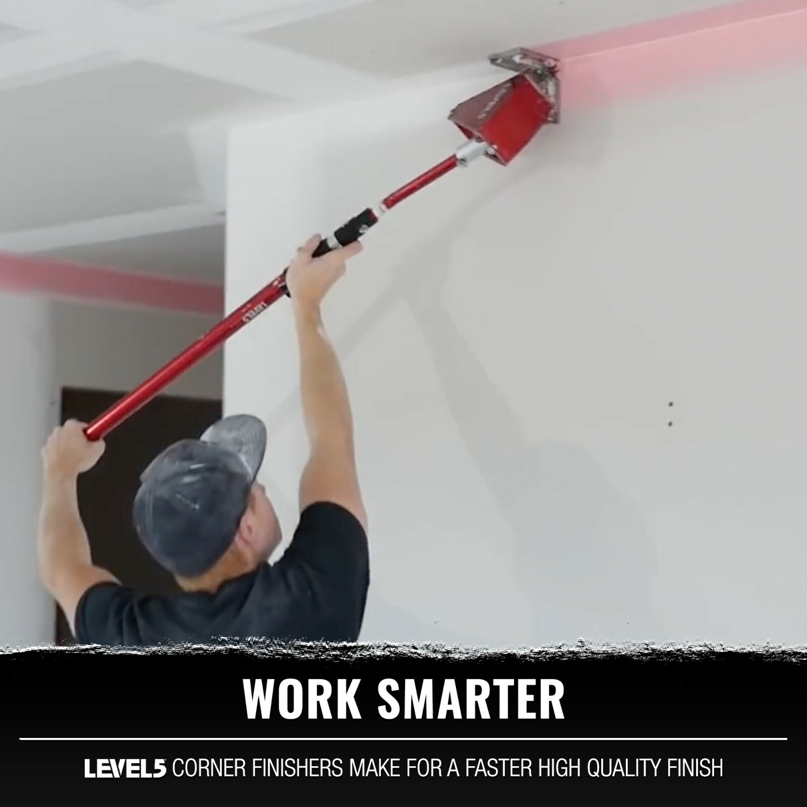 LEVEL5 Drywall Tools - 4" Corner Finisher (Angle Head) + 54" Handle | 4-535