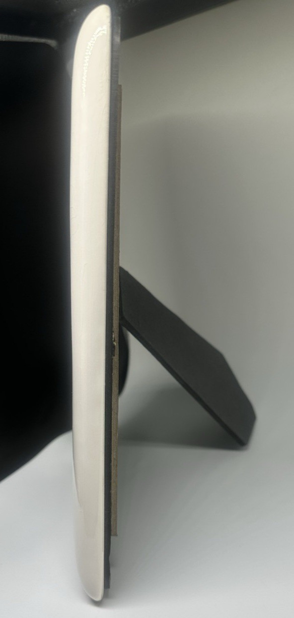 Vintage Hallmark White and Blue Ceramic Picture Frame Oval Fits 5x7 Blue Bow