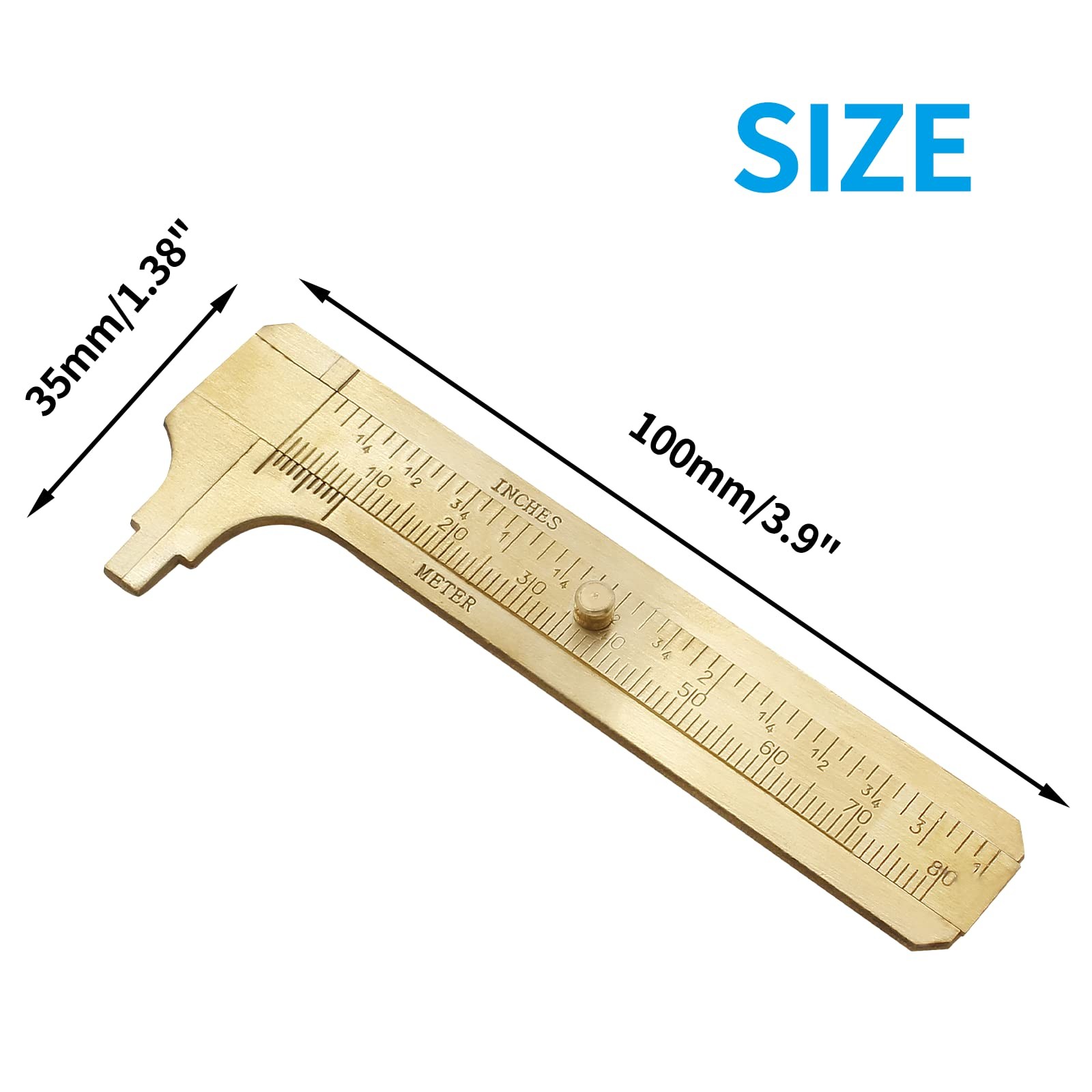 Brass Pocket Vernier Caliper Ruler, Sliding Gauge Mini Vernier Caliper Double...