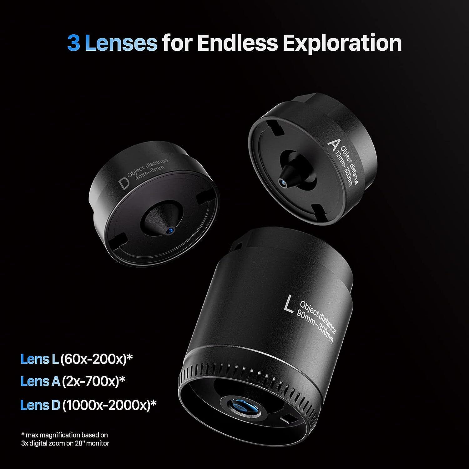 TOMLOV DM602 Pro 10.1" HDMI Digital Coin Microscope 2000x Pro Boom Arm Stand LCD