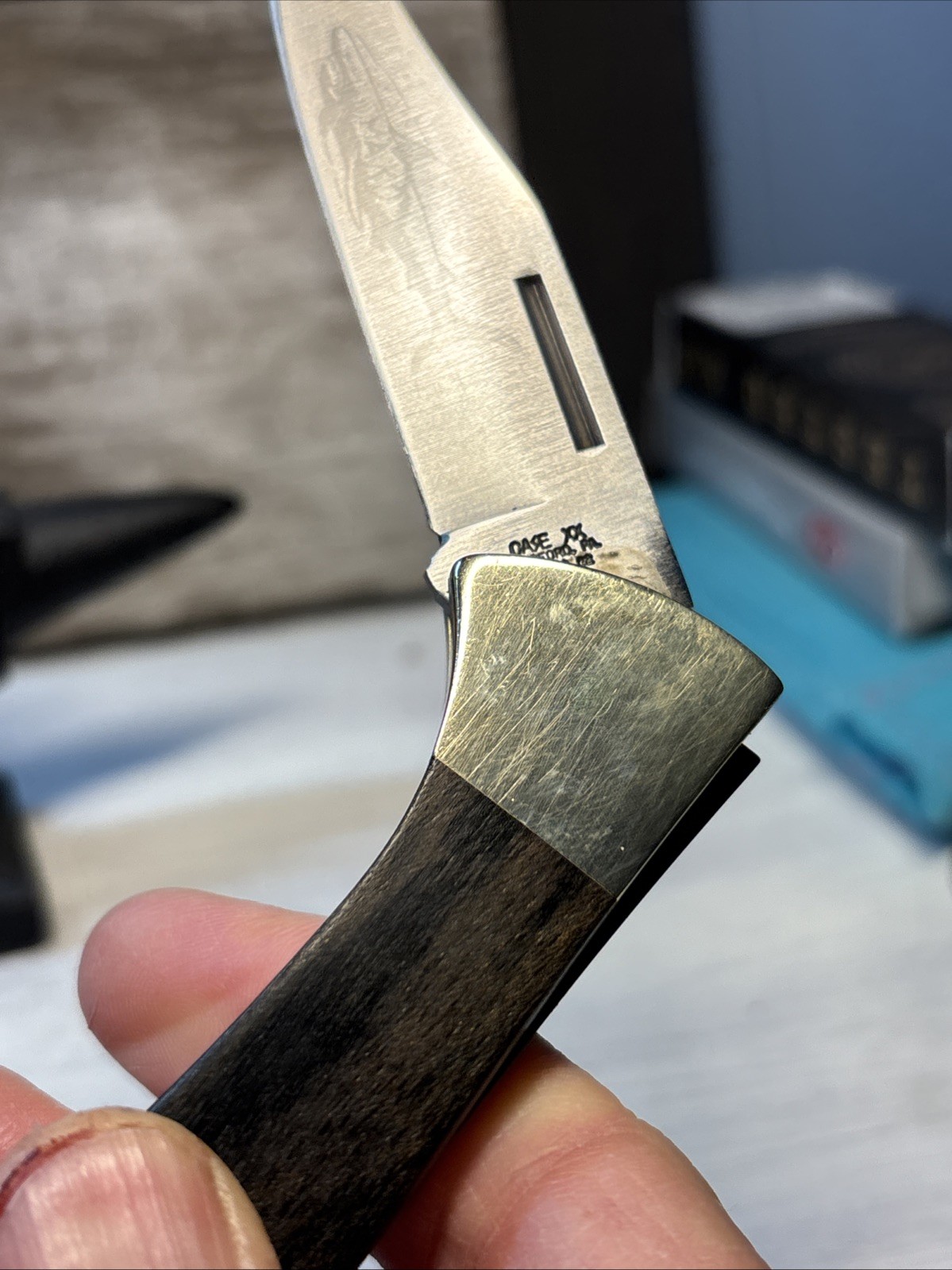 1992 Case XX USA 58L SS Mako Lockback Folding Hunting Knife w/ Leather Sheath