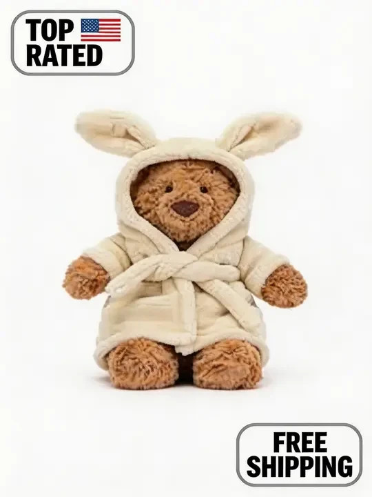 Jellycat Lovely Bartholomew Bear Bathrobe plush doll Brand New With Tag Dust Bag