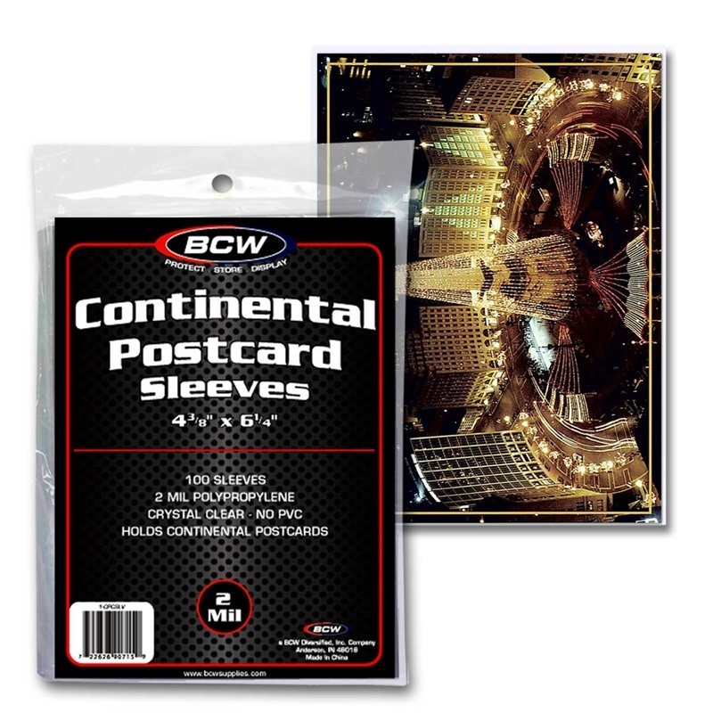 100 BCW 2-mil Continental Postcard Poly Sleeves 4-3/8" x 6-1/4"